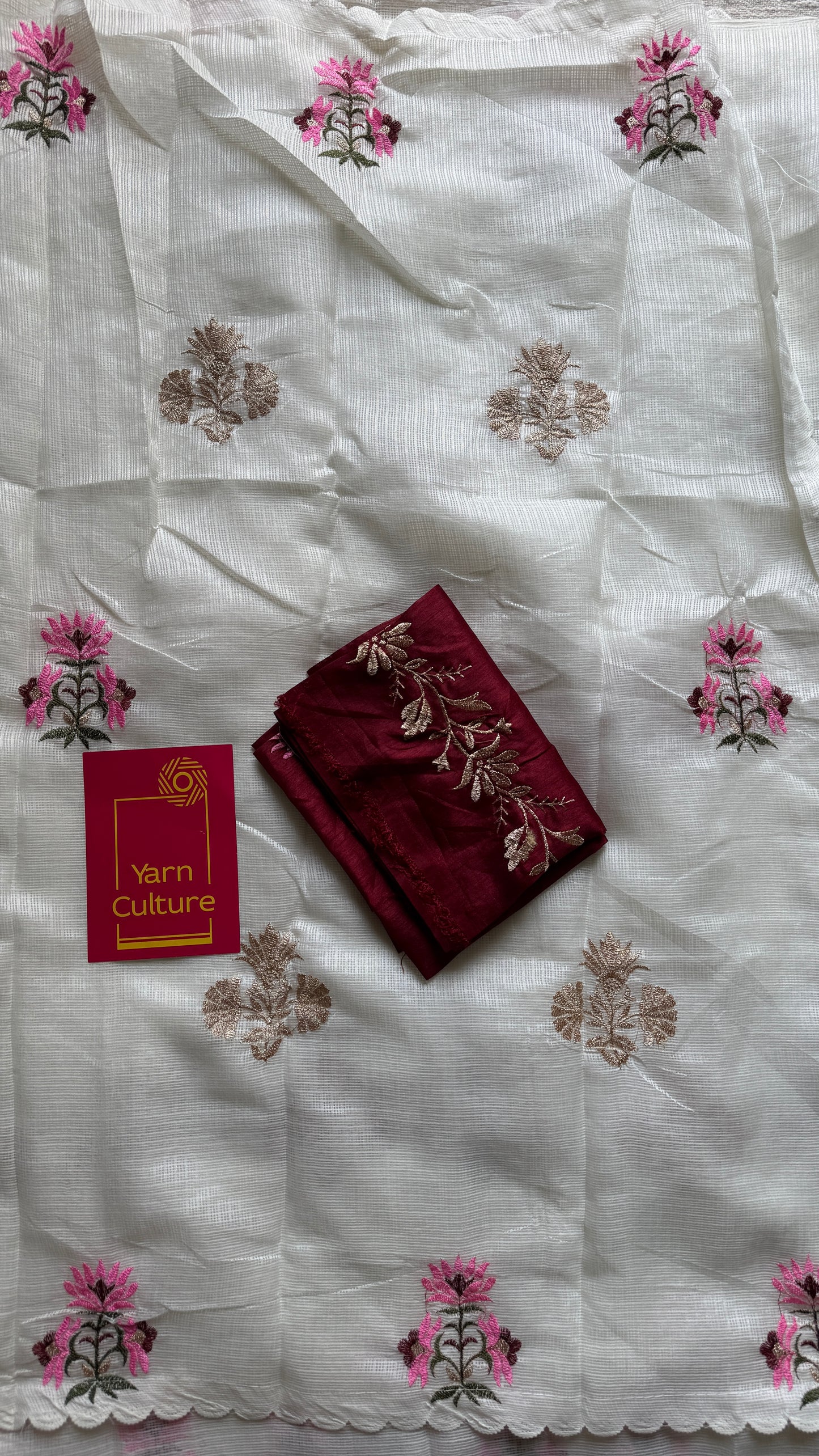 Ivory Rose - Kota with embroidery and scallop borders