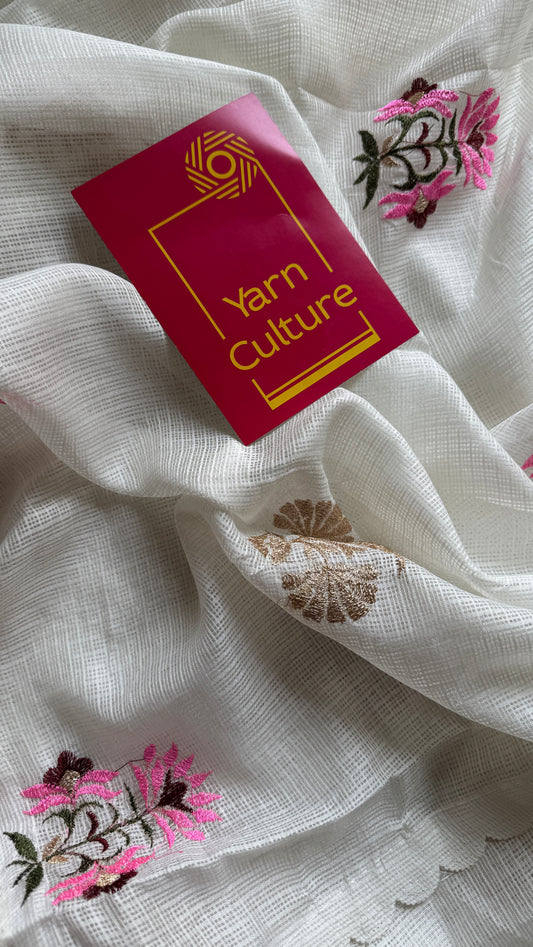 Ivory Rose - Kota with embroidery and scallop borders