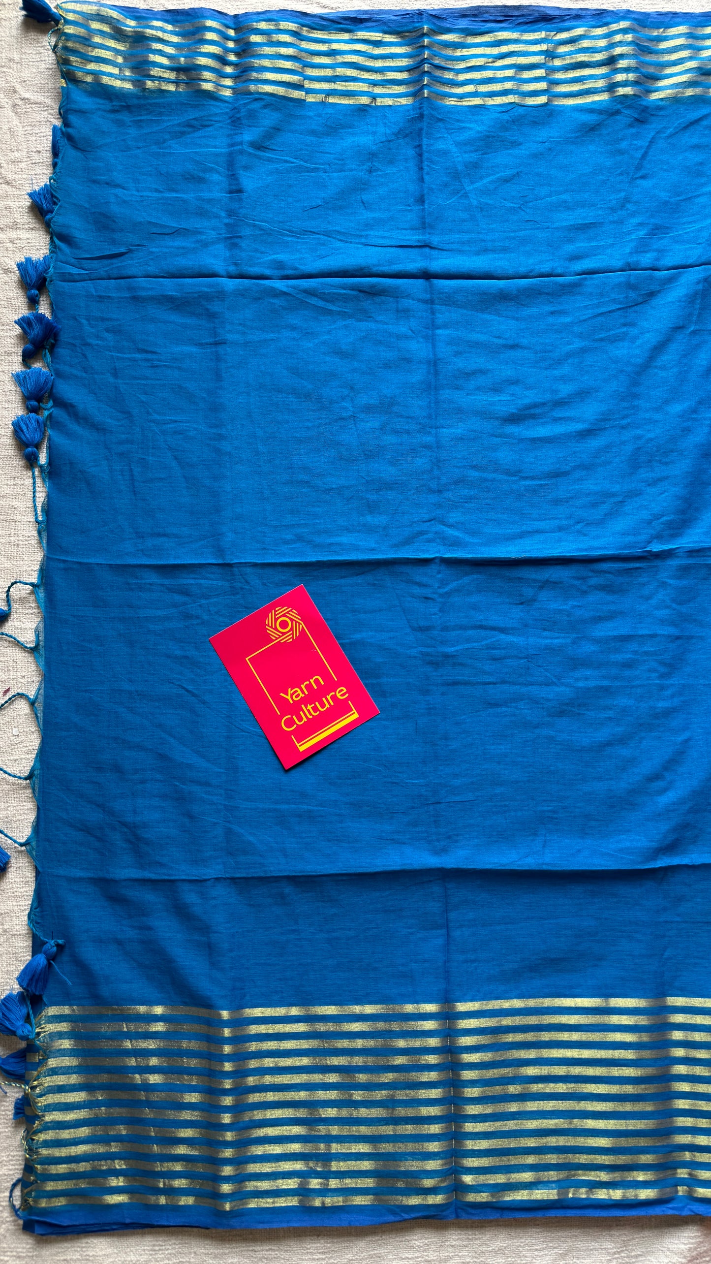 Blue Haze - Blue & gold stripes, mul cotton