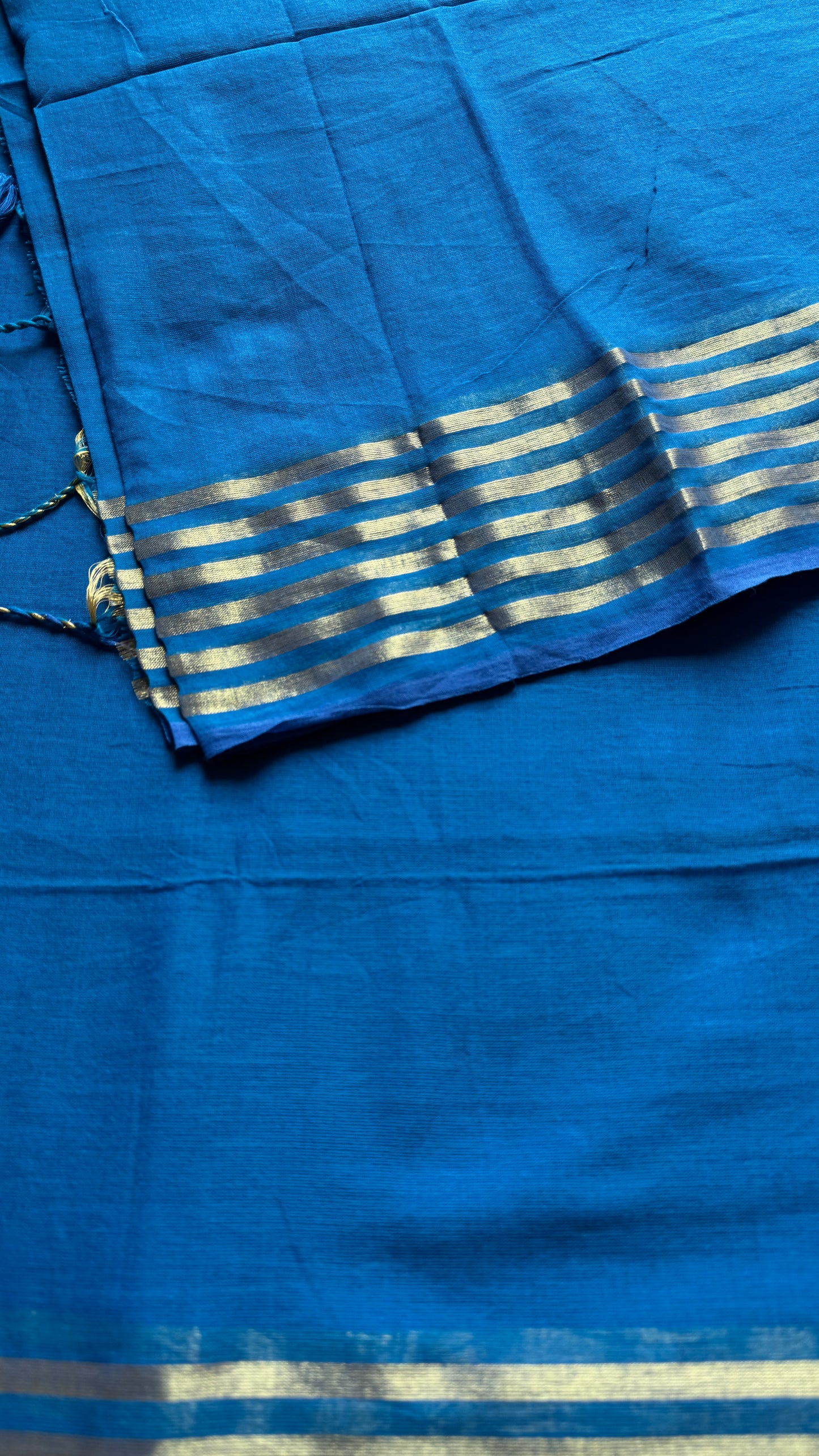 Blue Haze - Blue & gold stripes, mul cotton
