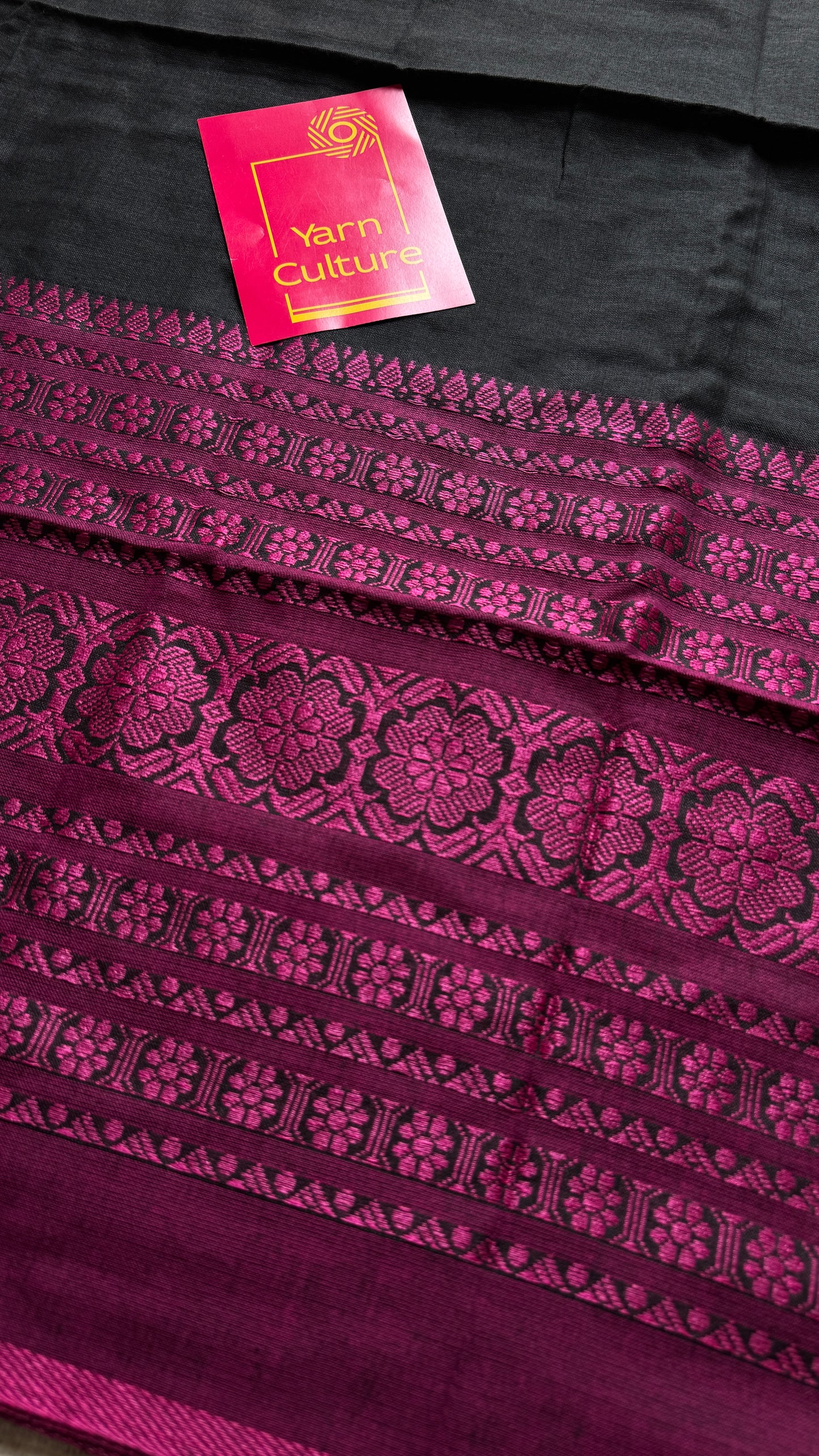 Black with pink thread work, soft cotton - YCBCBK02