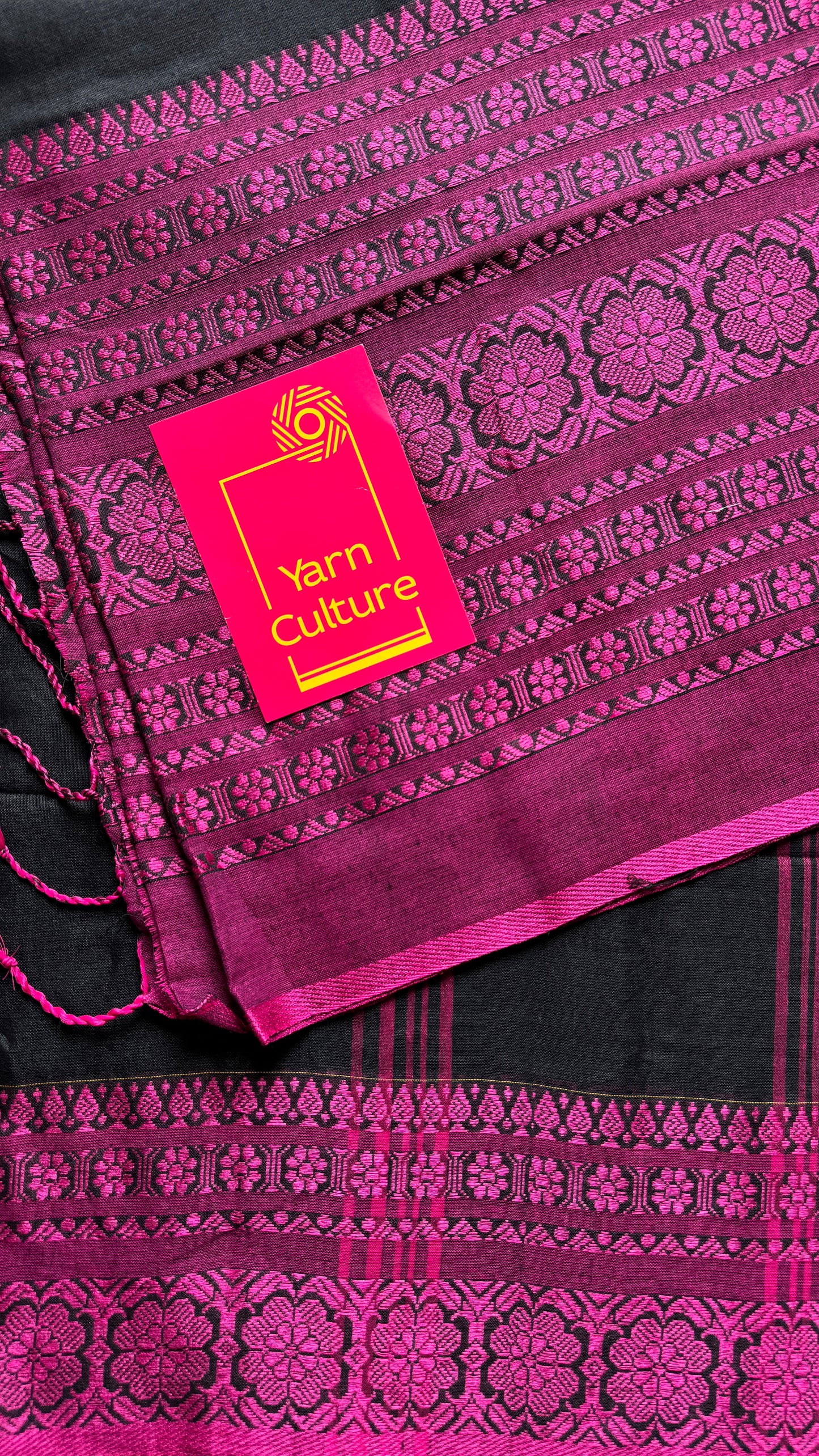 Black with pink thread work, soft cotton - YCBCBK02