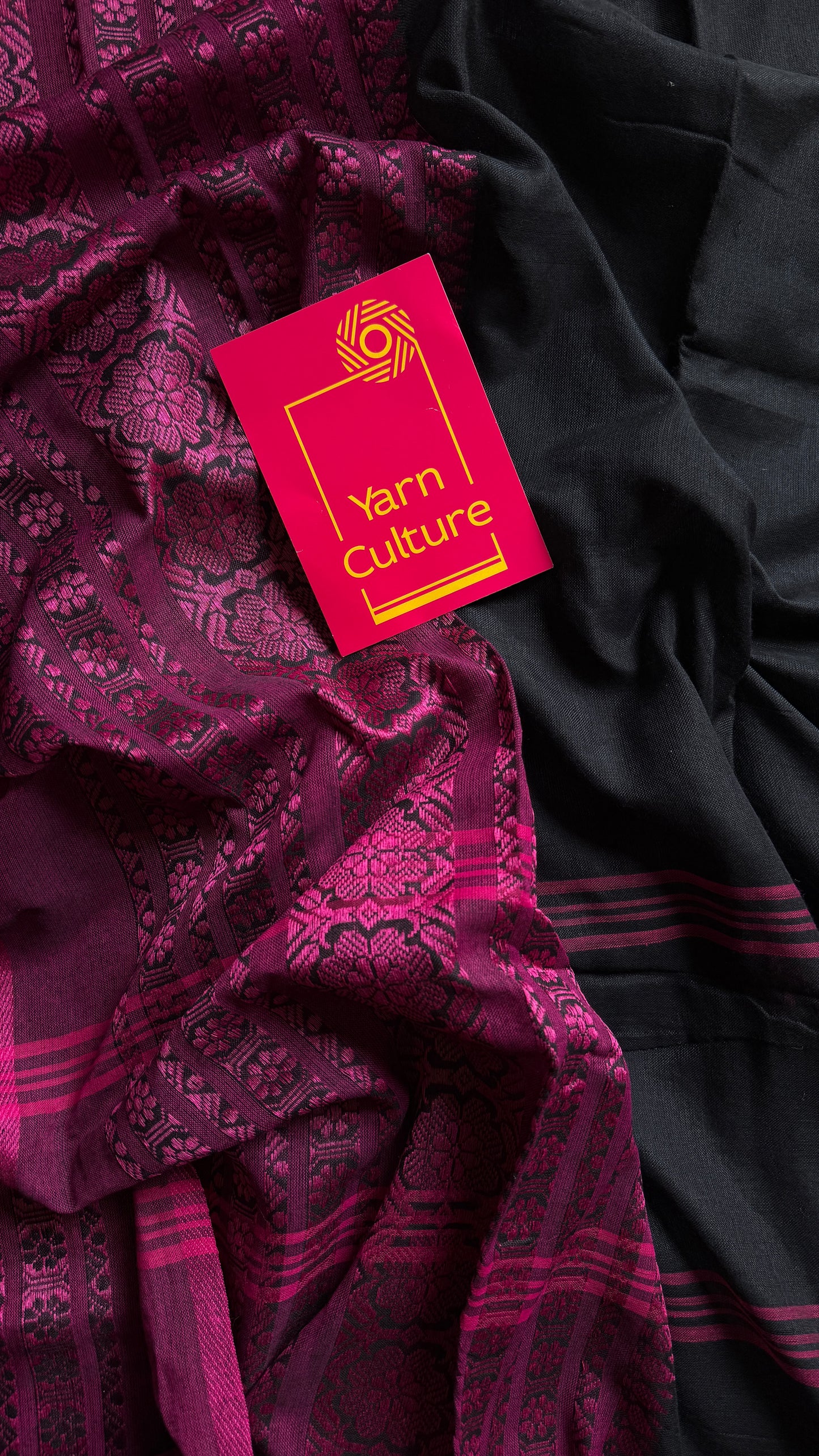 Black with pink thread work, soft cotton - YCBCBK02