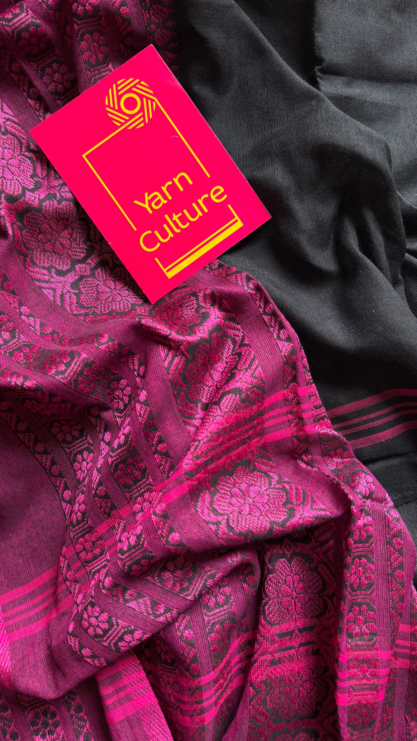 Black with pink thread work, soft cotton - YCBCBK02