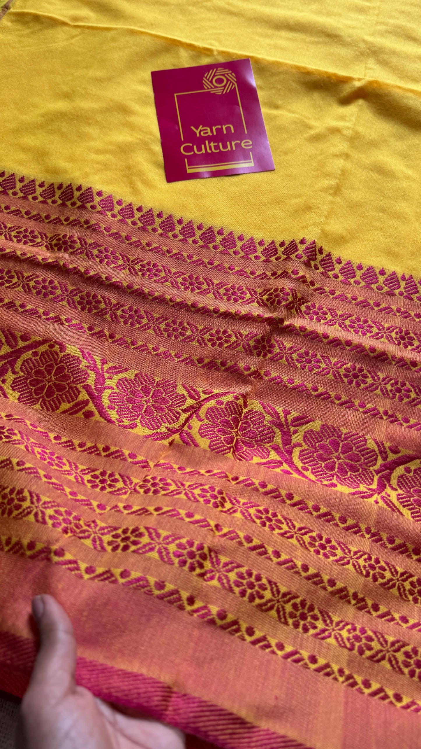 Yellow with pink thread work, soft cotton - YCBCBK05