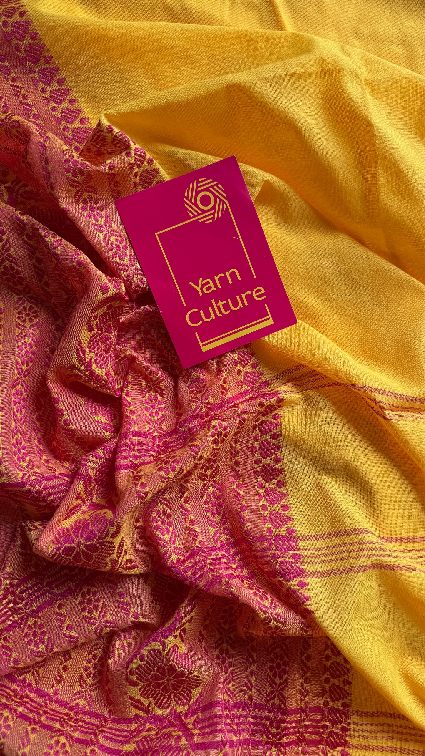 Yellow with pink thread work, soft cotton - YCBCBK05