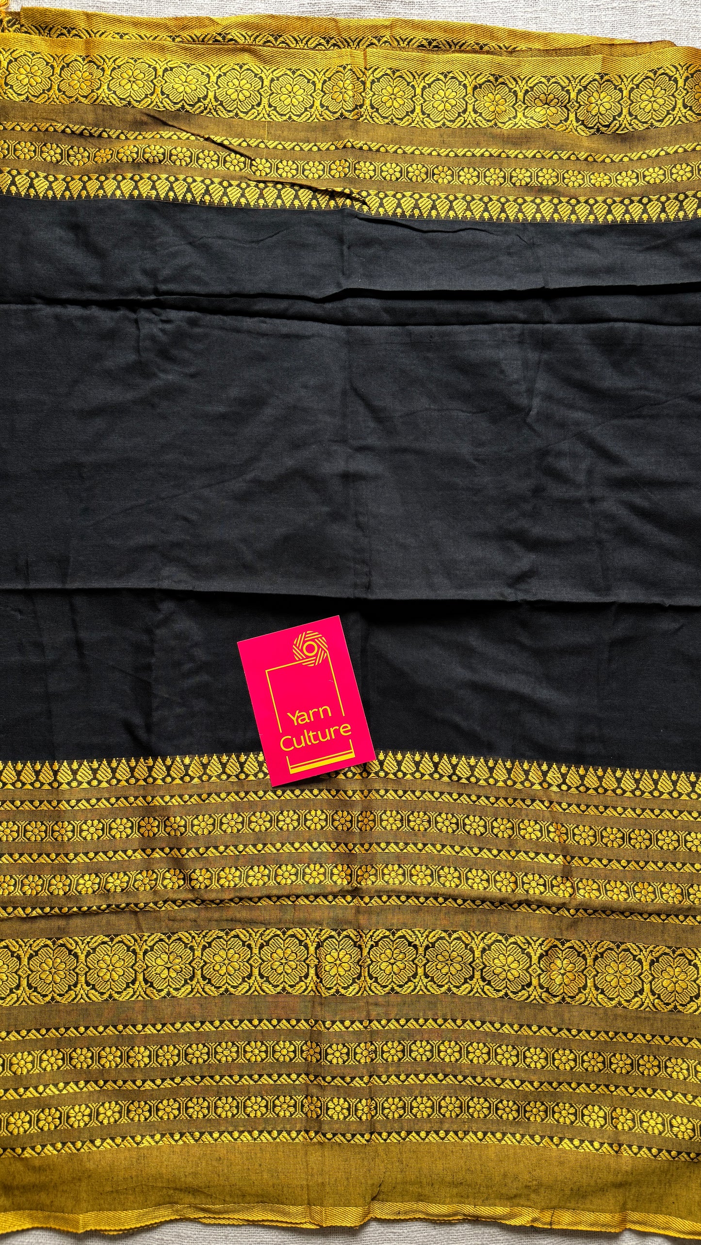 Black with yellow thread work, soft cotton - YCBCBK01