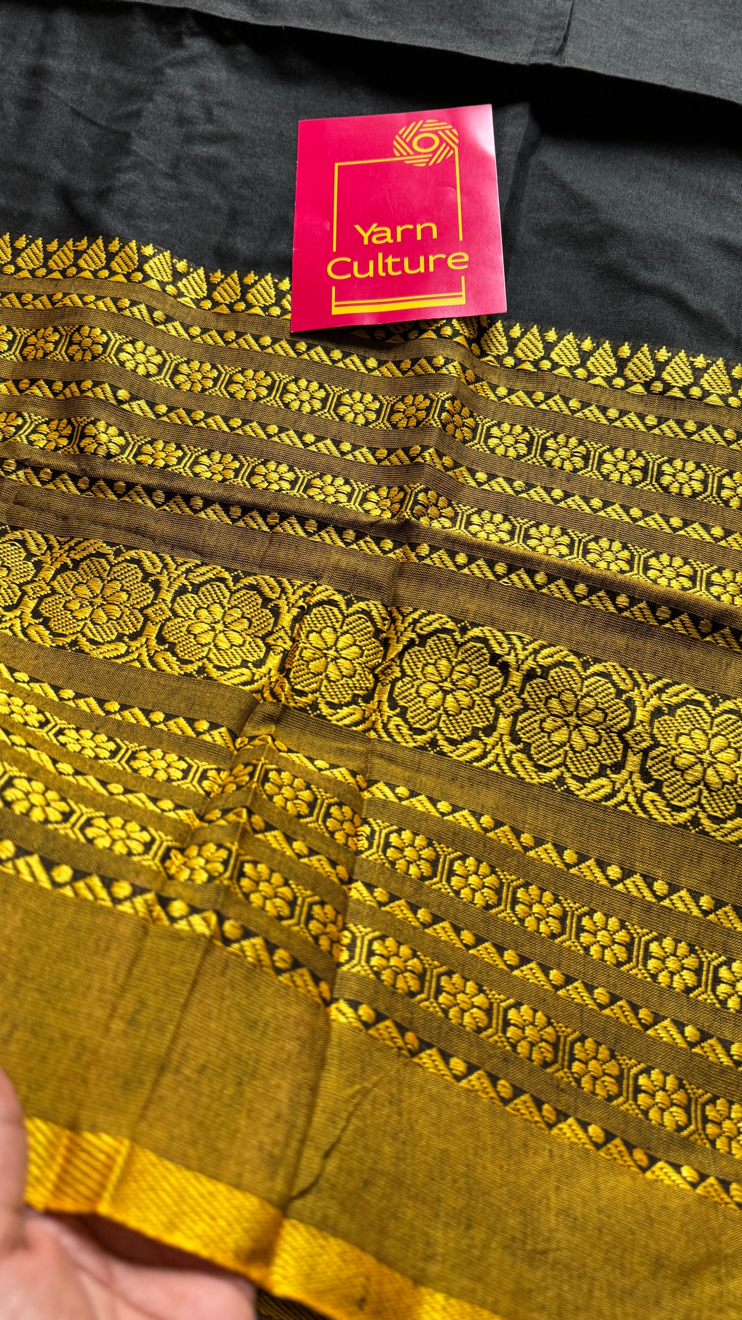 Black with yellow thread work, soft cotton - YCBCBK01