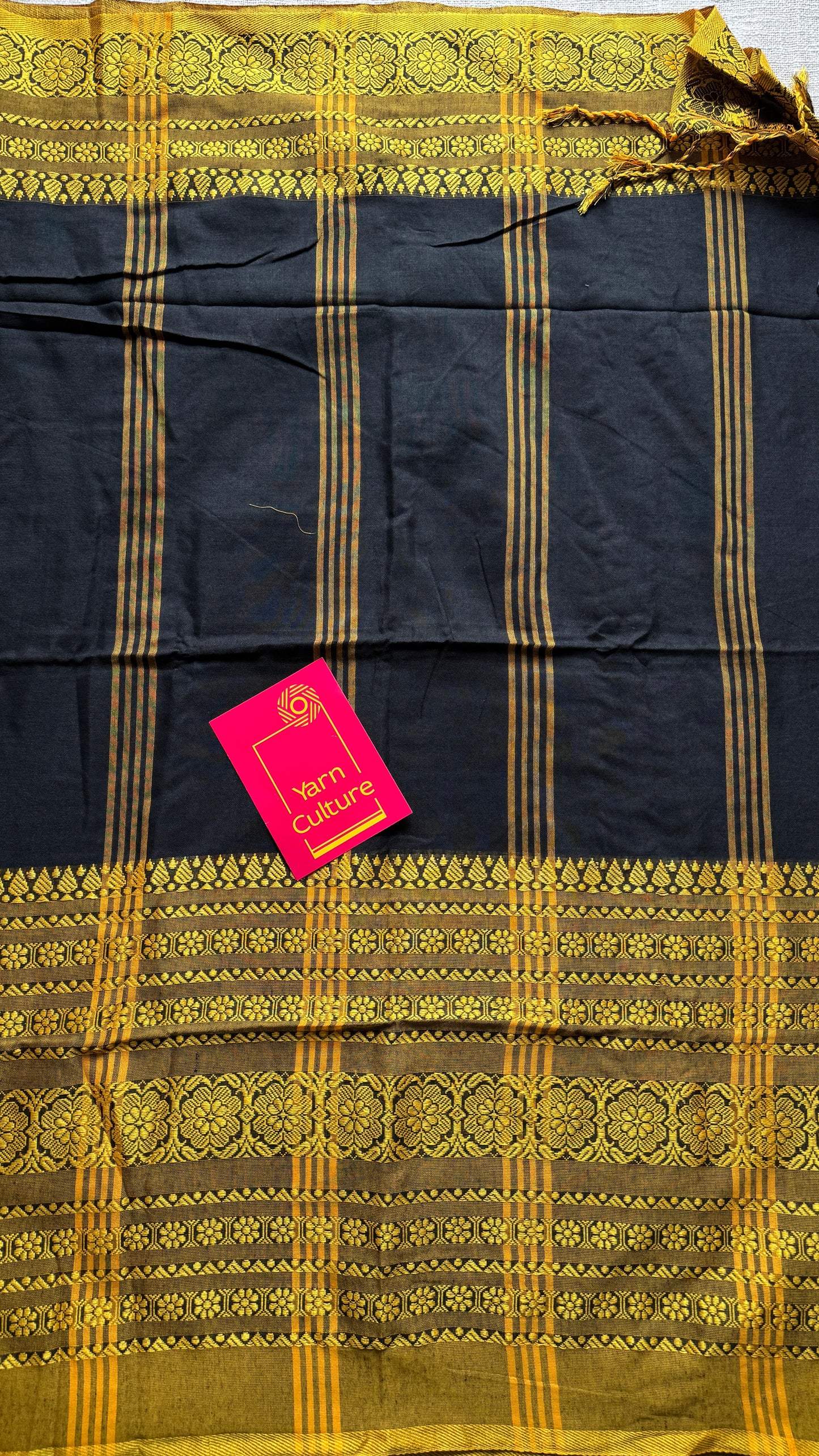 Black with yellow thread work, soft cotton - YCBCBK01
