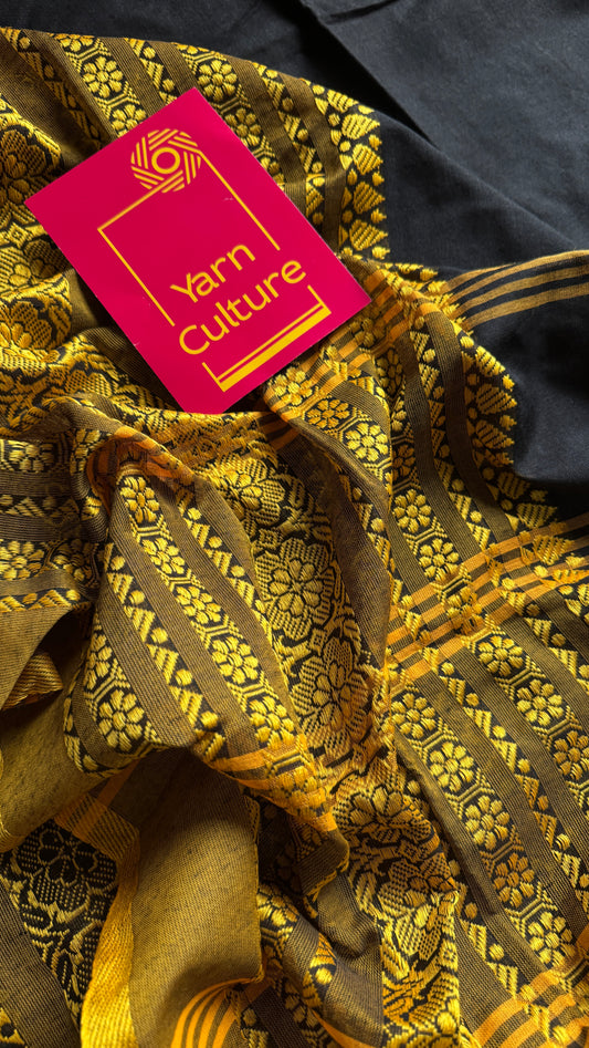 Black with yellow thread work, soft cotton - YCBCBK01