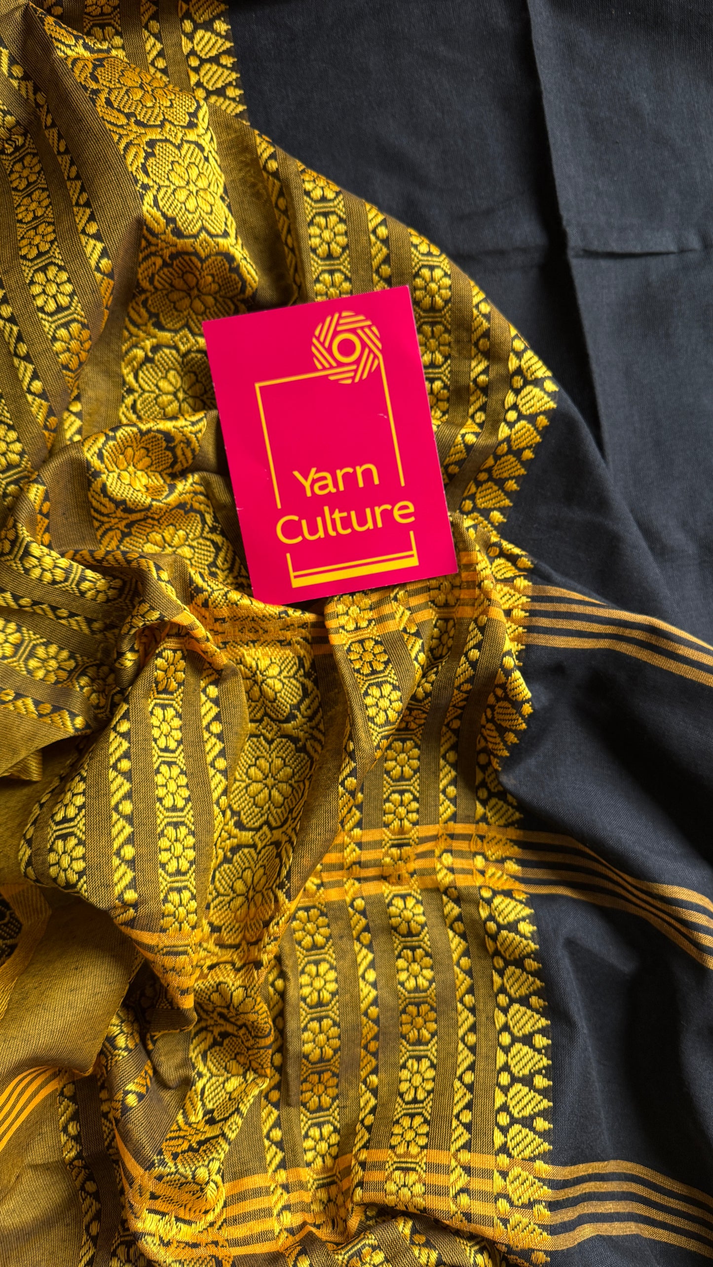 Black with yellow thread work, soft cotton - YCBCBK01