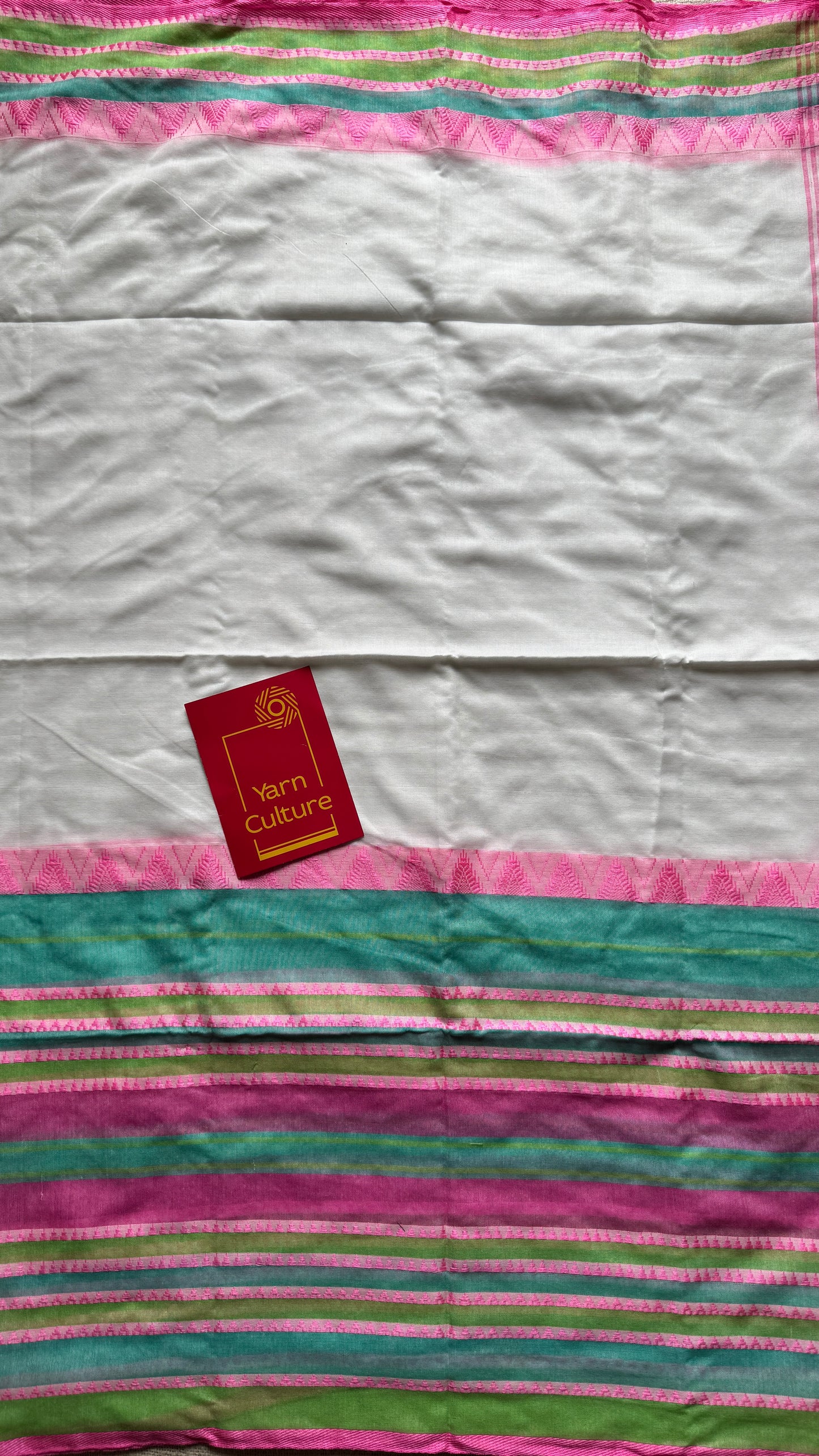White with pink and green thread work, soft cotton - YCBCBK04