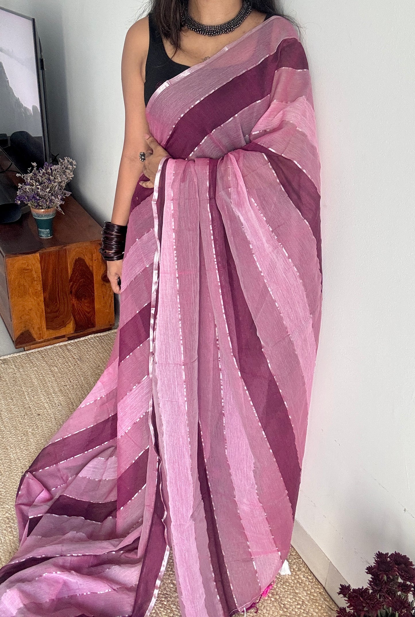Raspberry Whirl - Pink and wine colour block hues, mul cotton