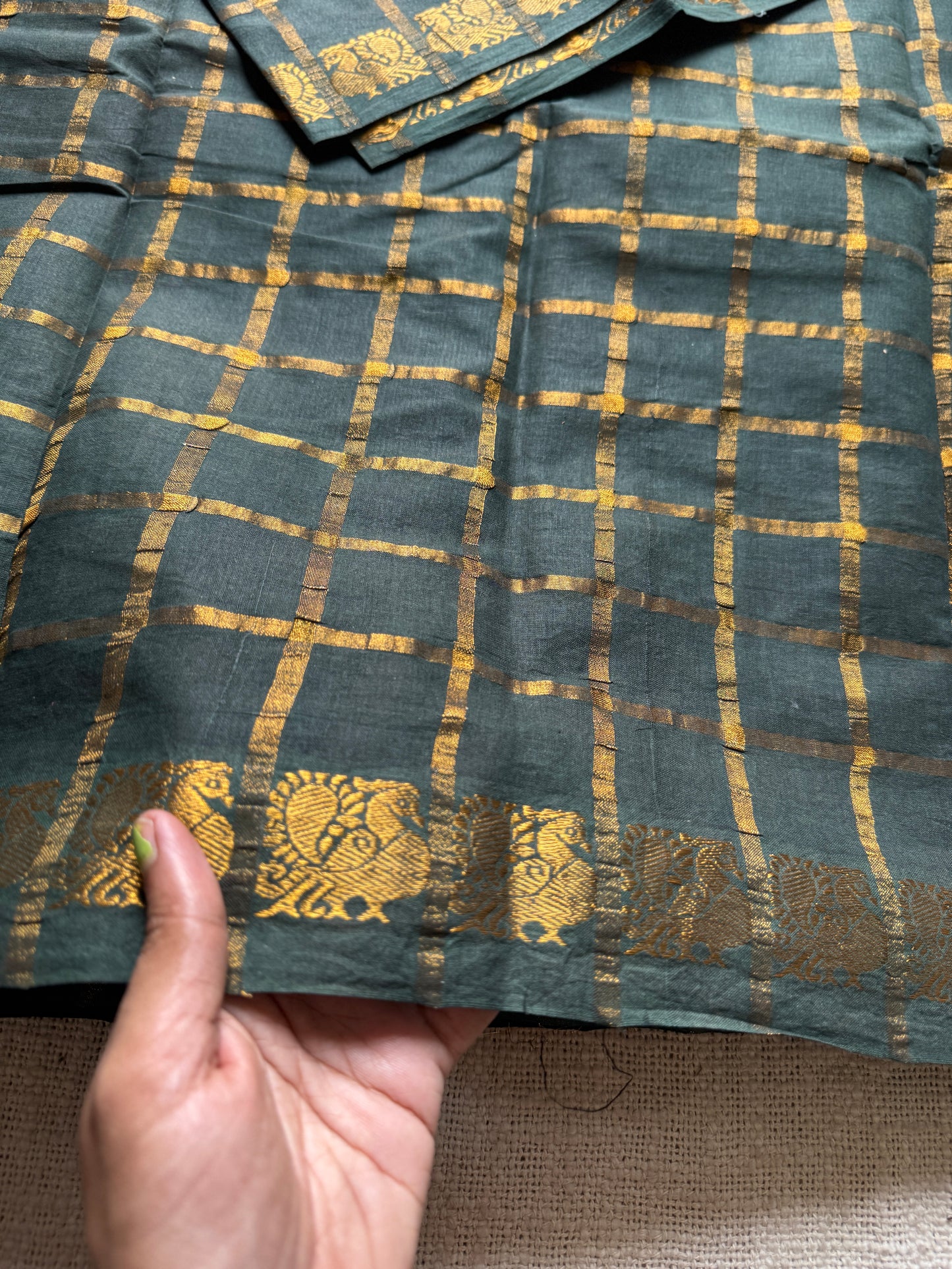 Dark Green pavithra kattam sungudi - YCMCPK04