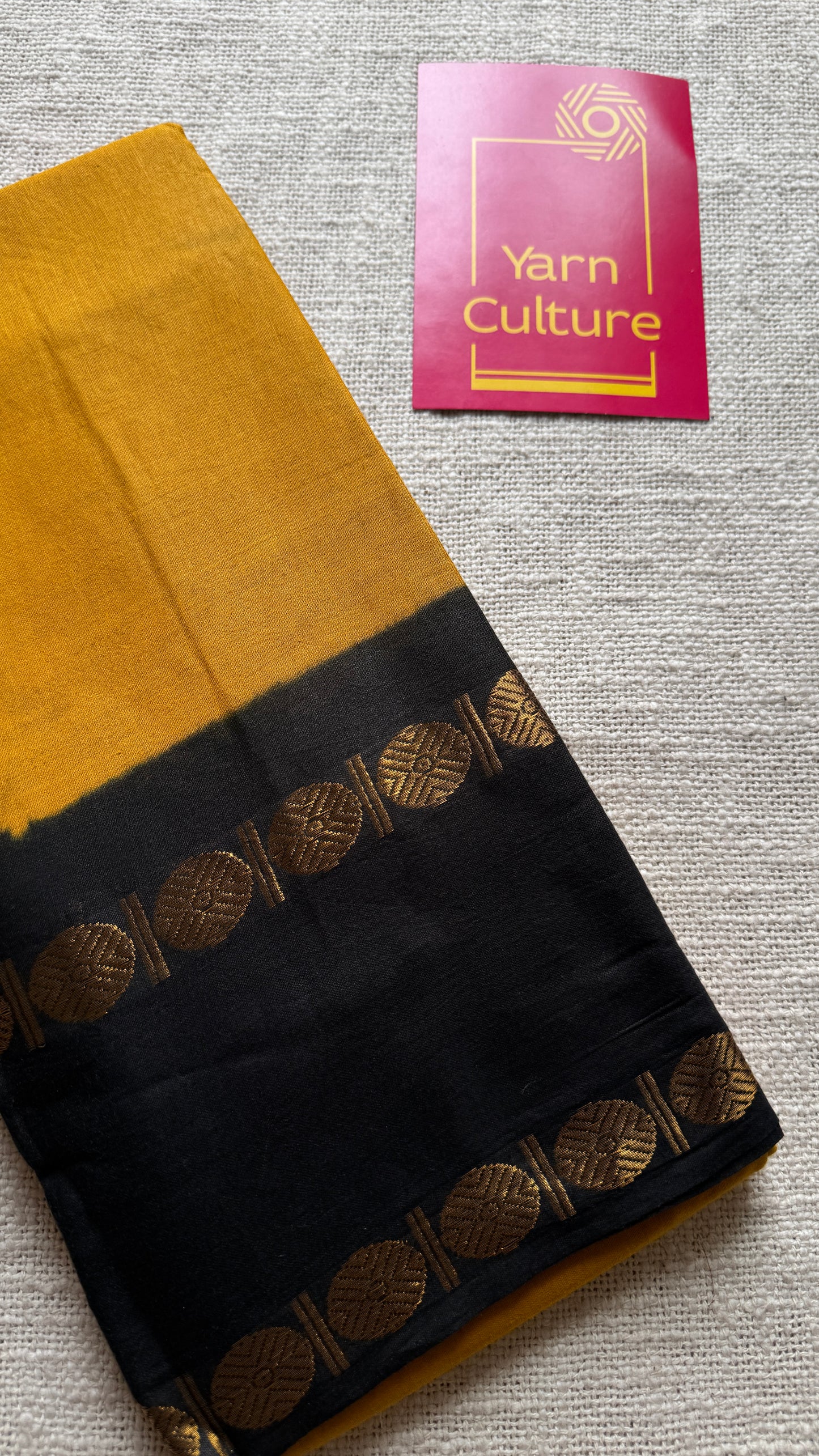 Dark yellow with black rudraksham motif border