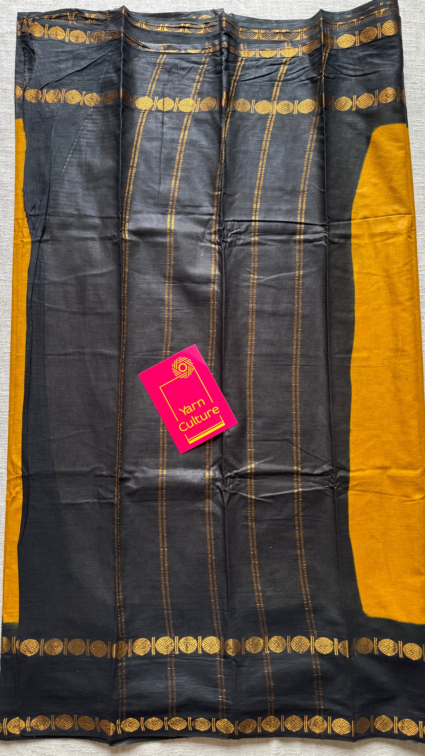 Dark yellow with black rudraksham motif border