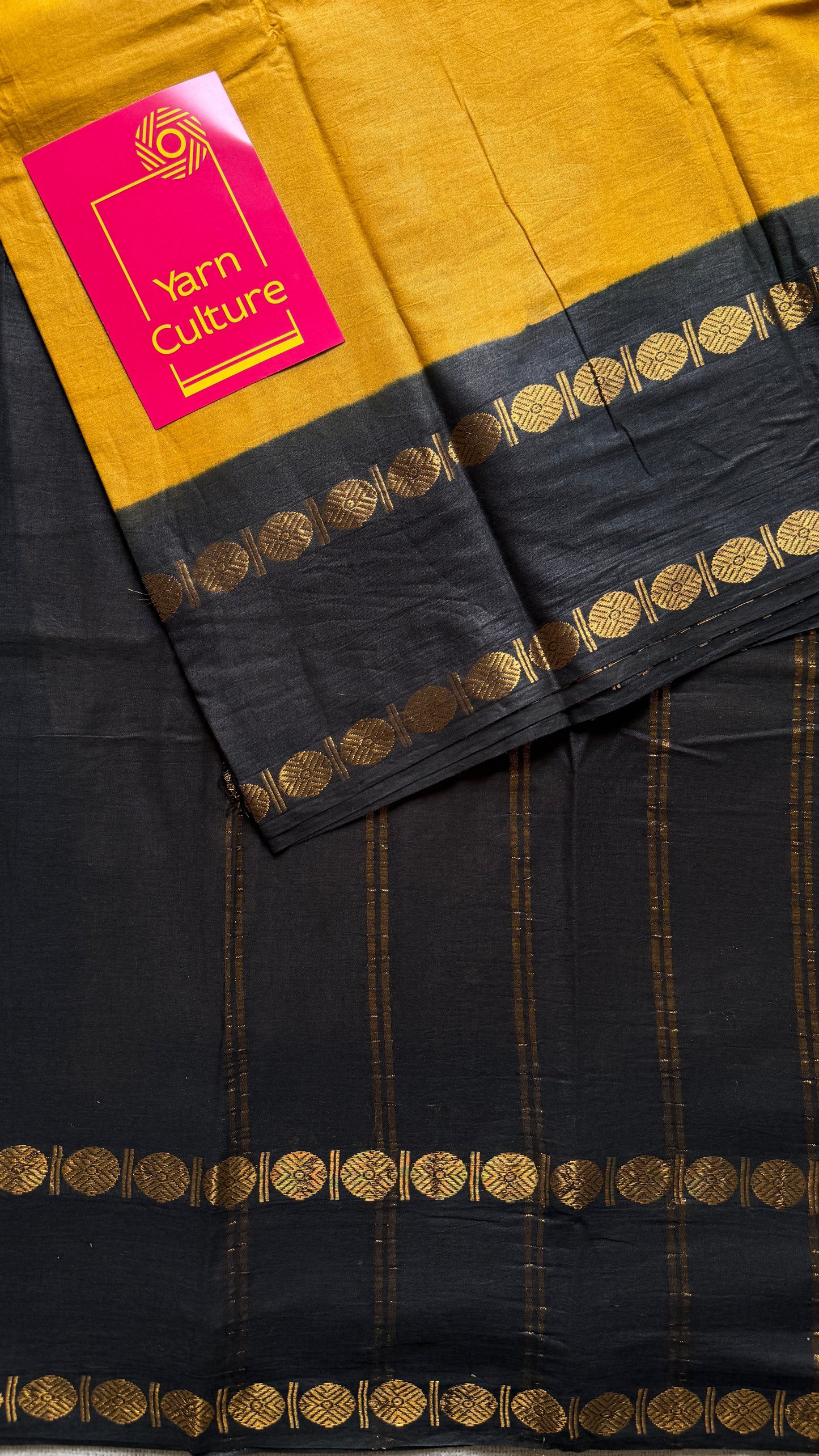 Dark yellow with black rudraksham motif border