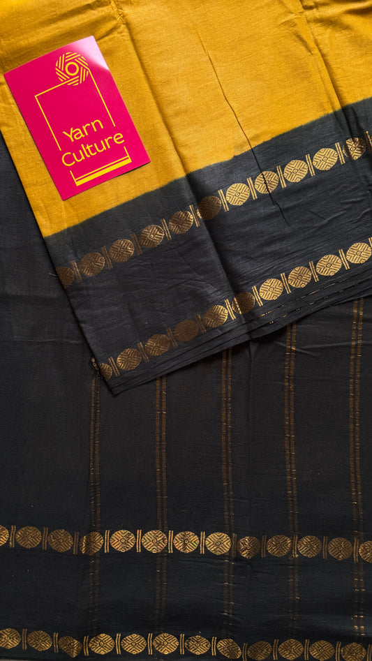 Dark yellow with black rudraksham motif border
