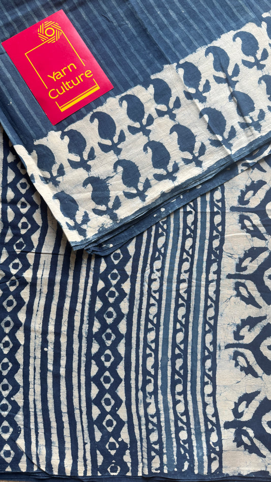 Indigo - Bagru handblock print, Soft Cotton YCBCRJ08