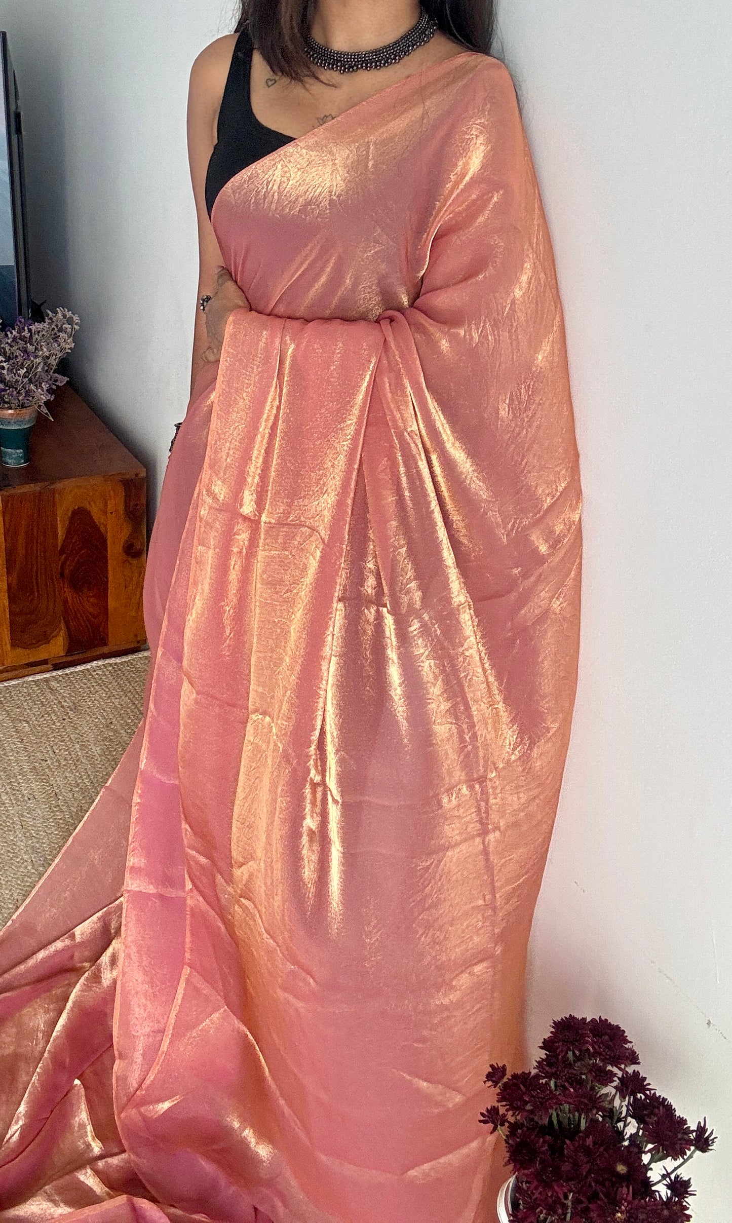 Rose Martini - light pink velvet like dual tone, space silk