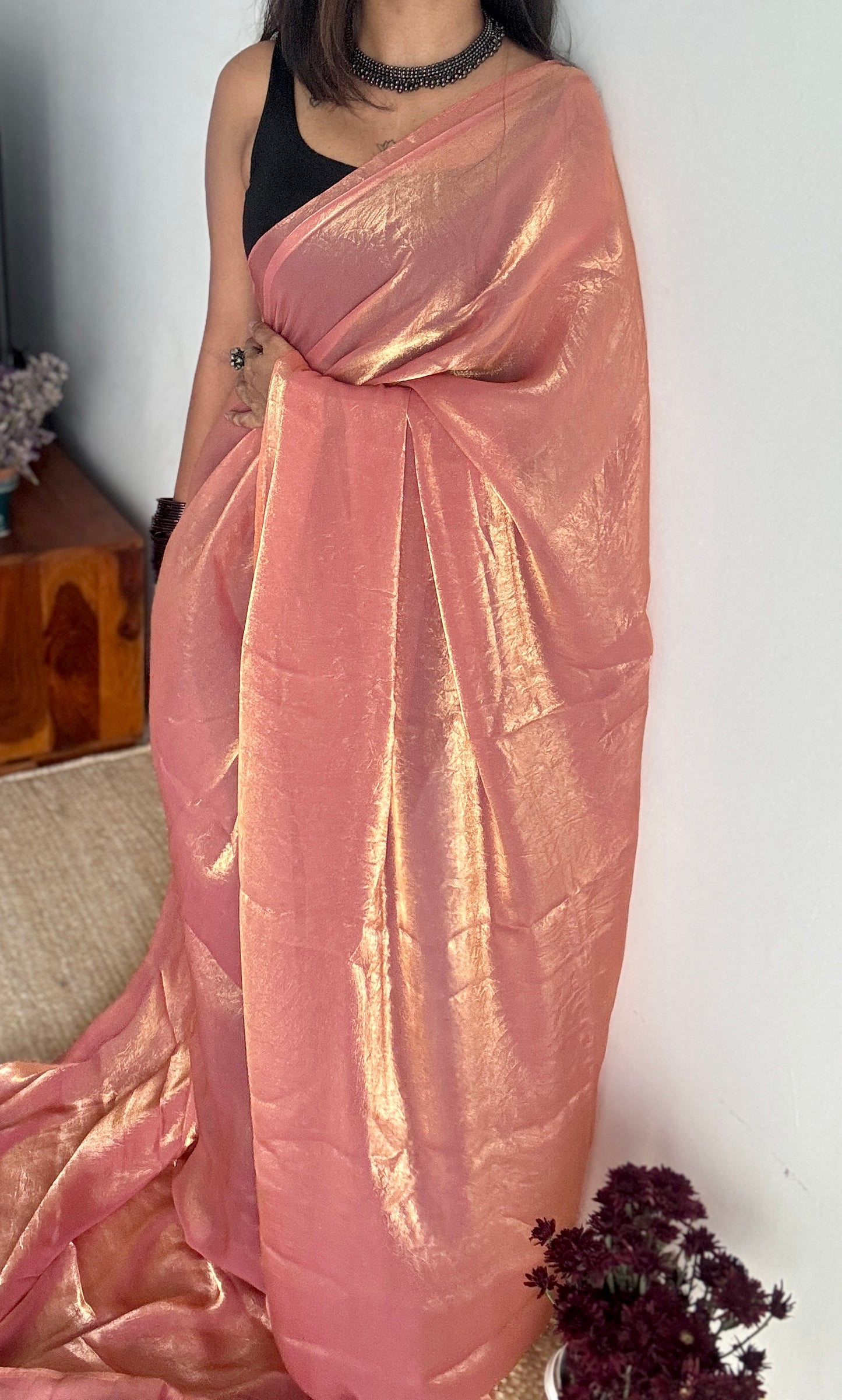 Rose Martini - light pink velvet like dual tone, space silk