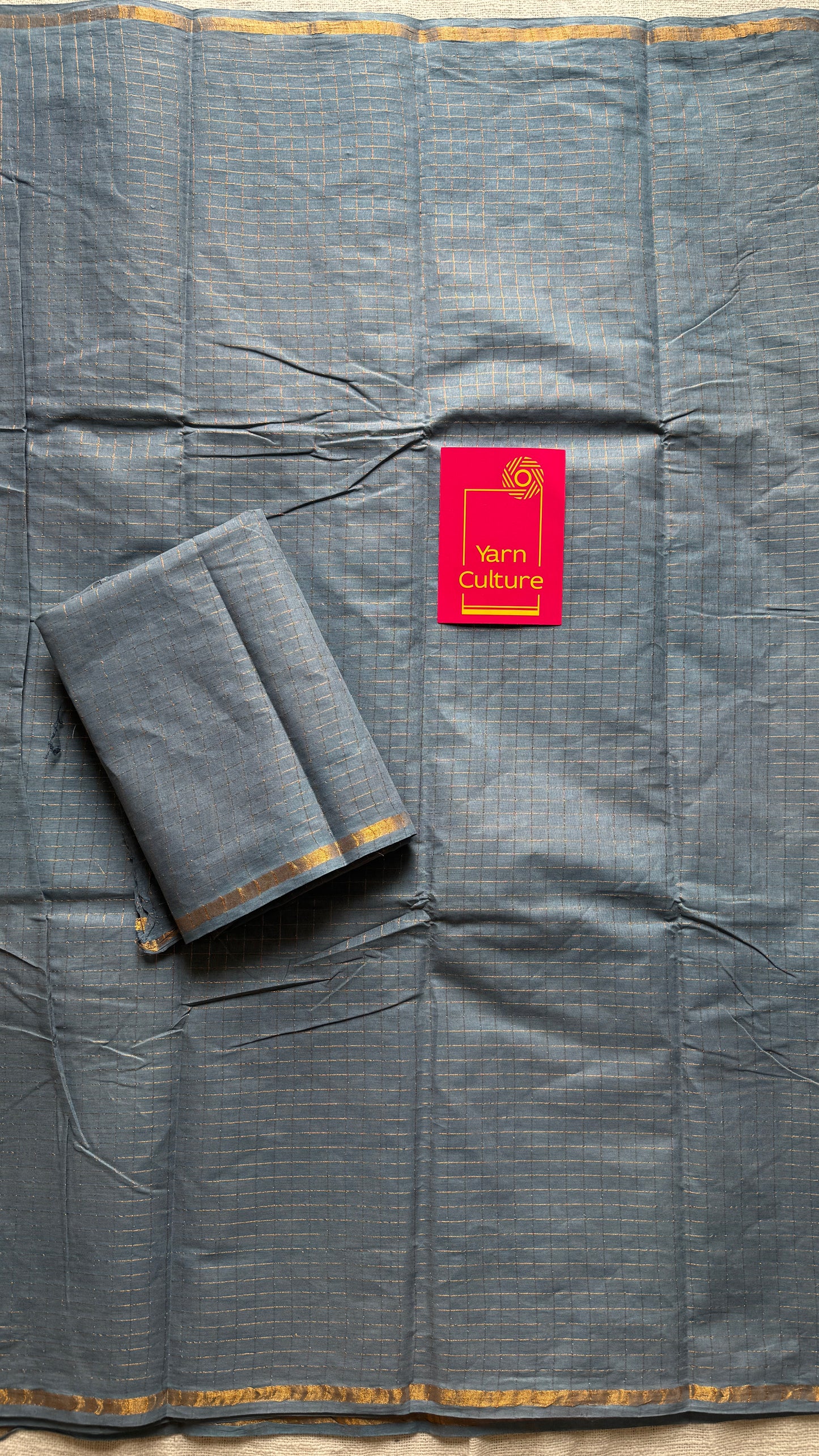 Grey mini kattam sungudi, madurai cotton - YCMCMCS01