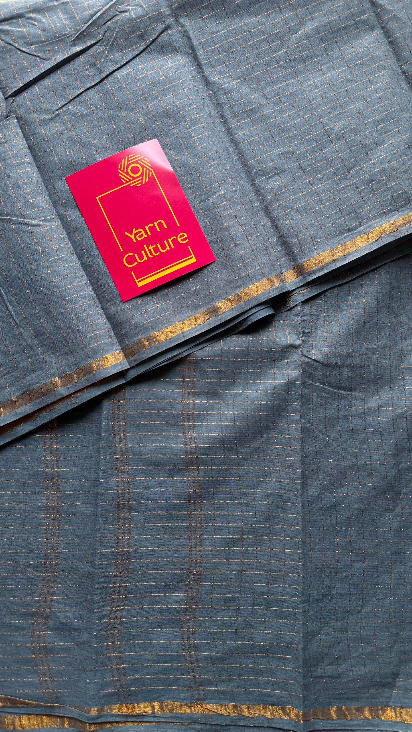 Grey mini kattam sungudi, madurai cotton - YCMCMCS01