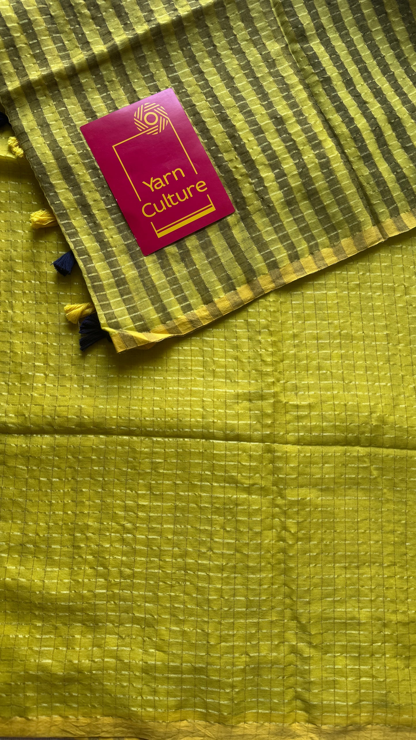 Green checks with gold zari - Mul Cotton YCBCM02