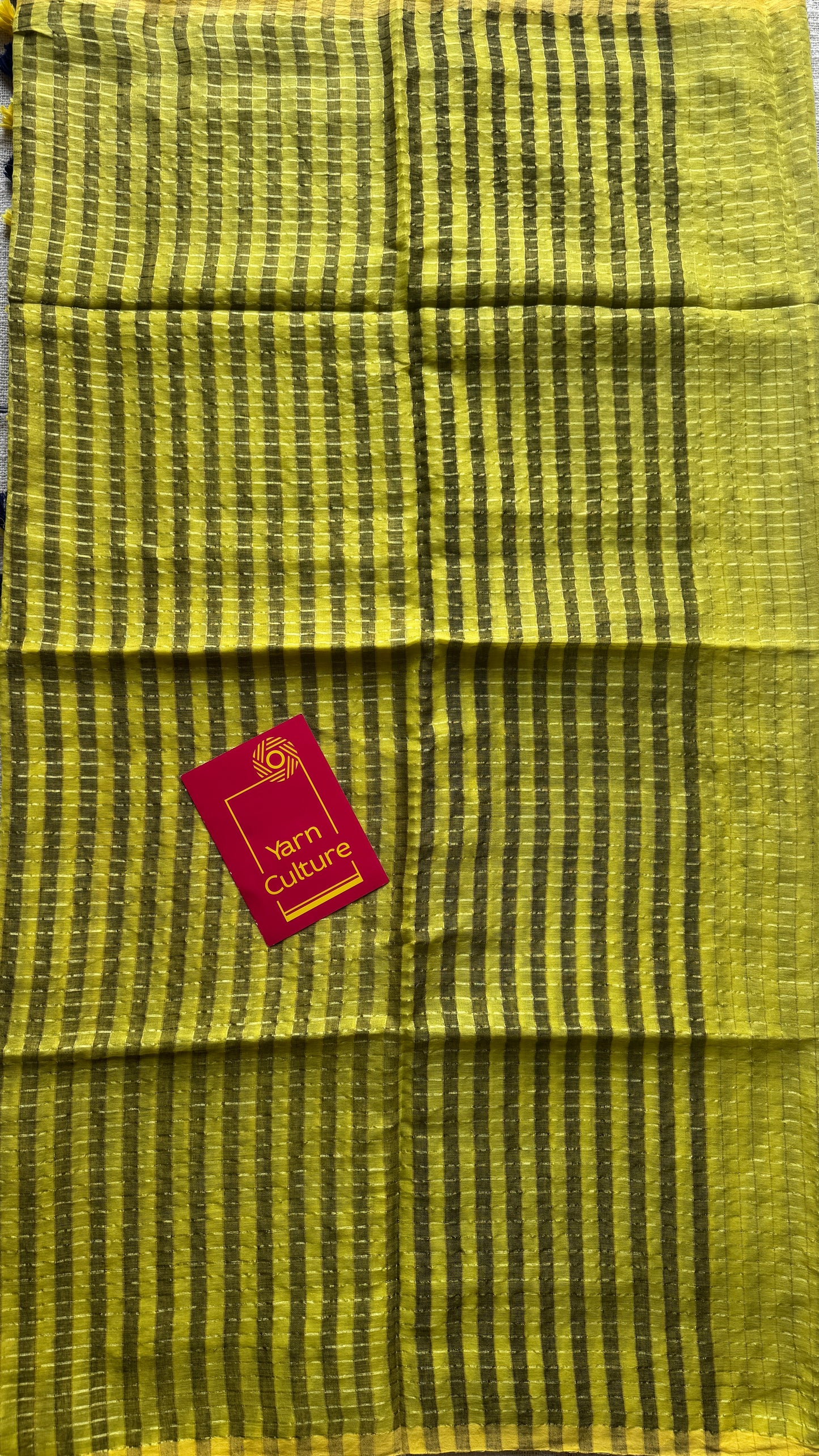 Green checks with gold zari - Mul Cotton YCBCM02