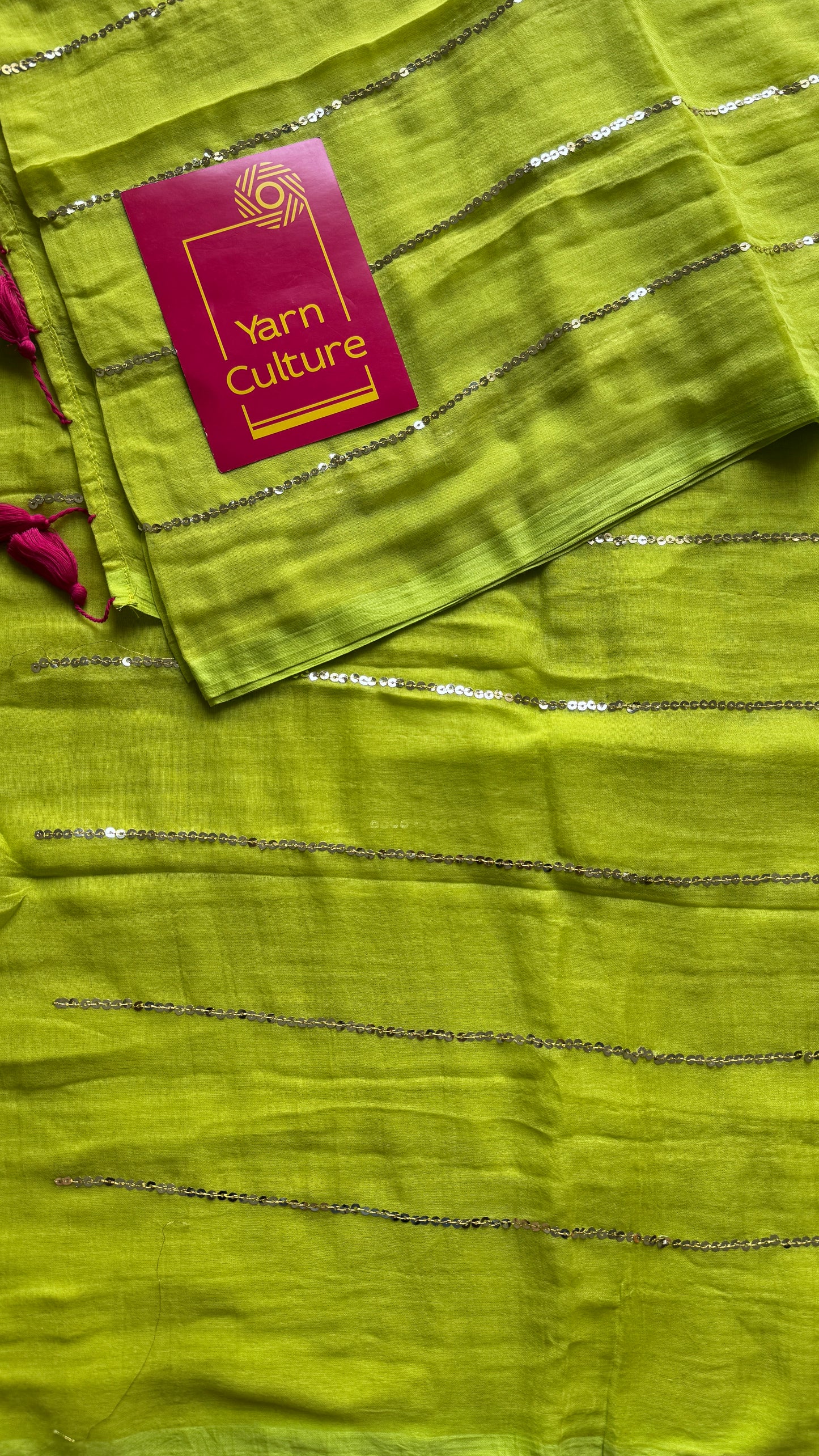 Lime green mul with silver sequins - YCBCMCLSE60