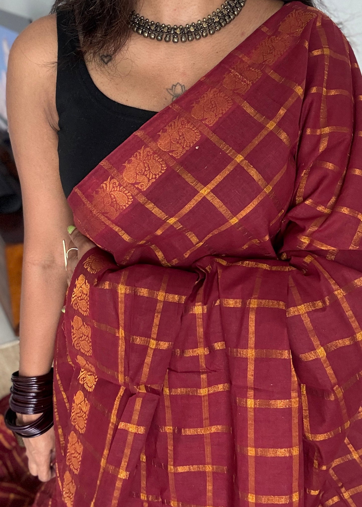 Maroon pavithra kattam sungudi