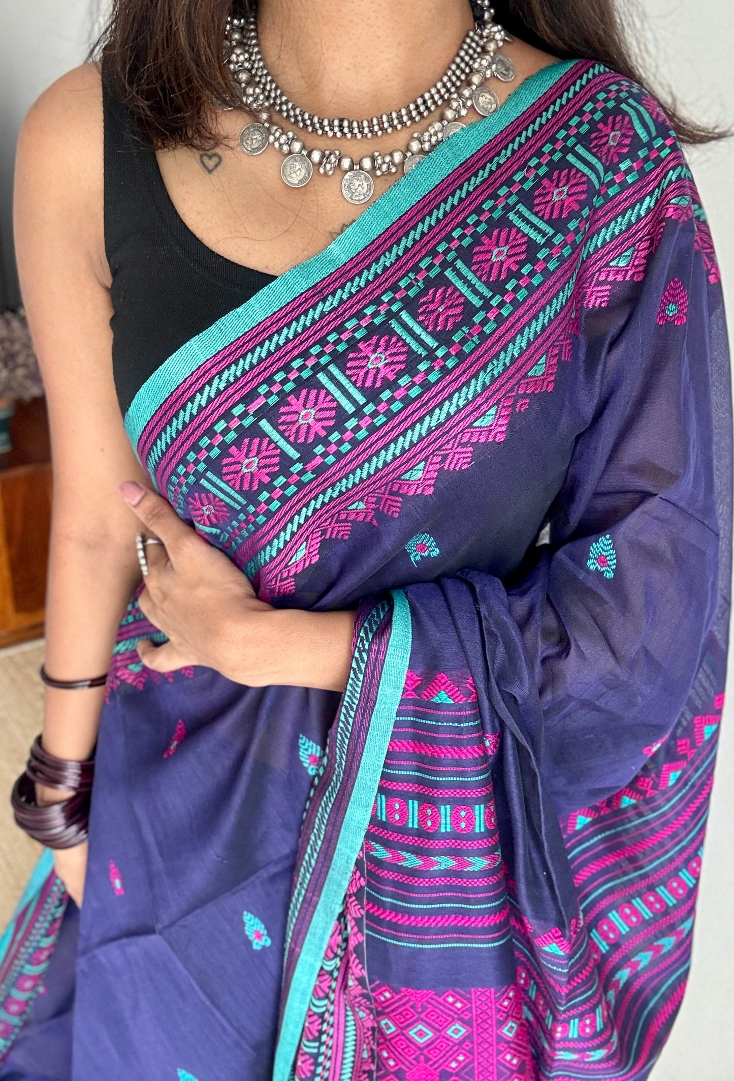NeelPokh (নীলপখ) - Blue Butterfly, grace and color in motion, soft cotton - YCHOTEA03