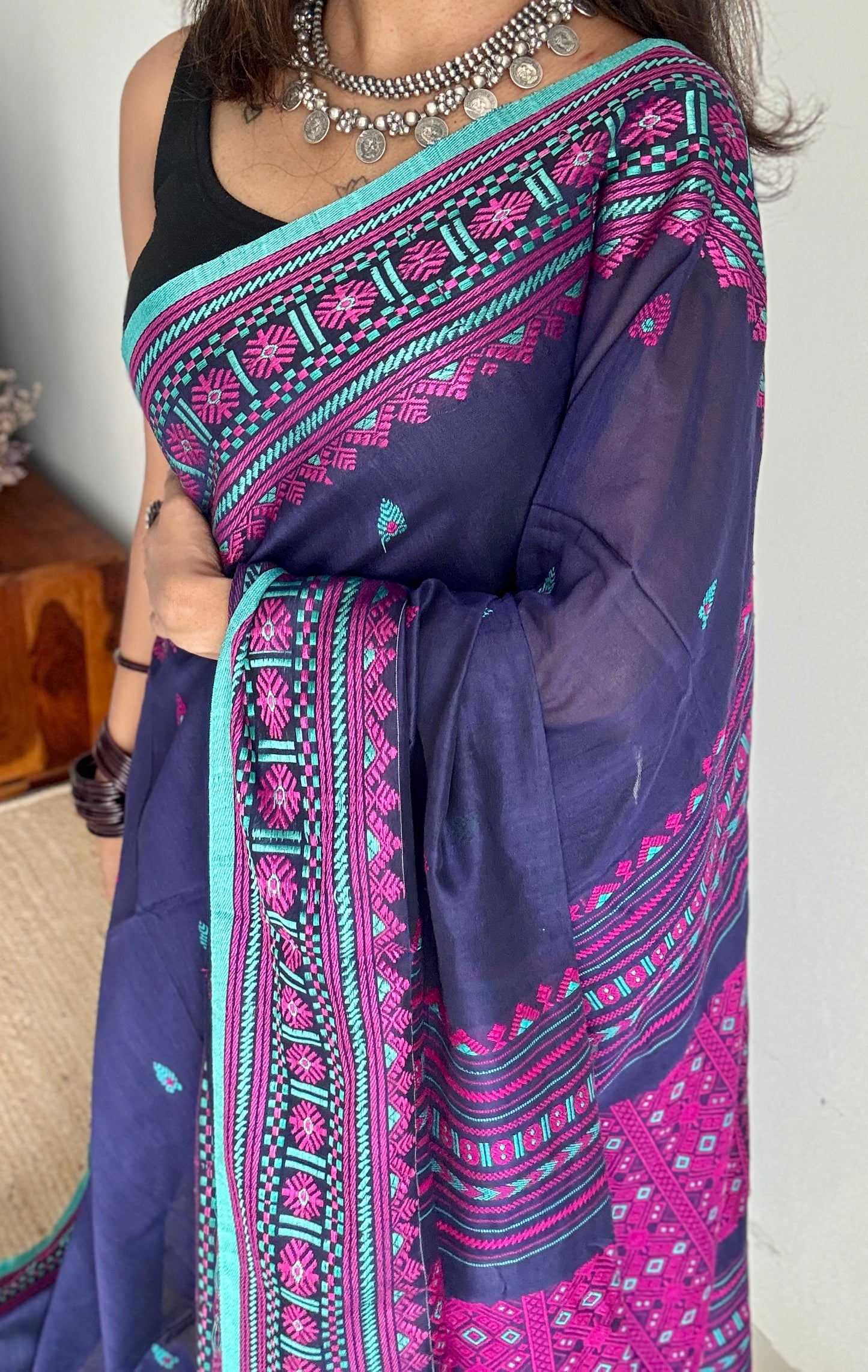 NeelPokh (নীলপখ) - Blue Butterfly, grace and color in motion, soft cotton - YCHOTEA03
