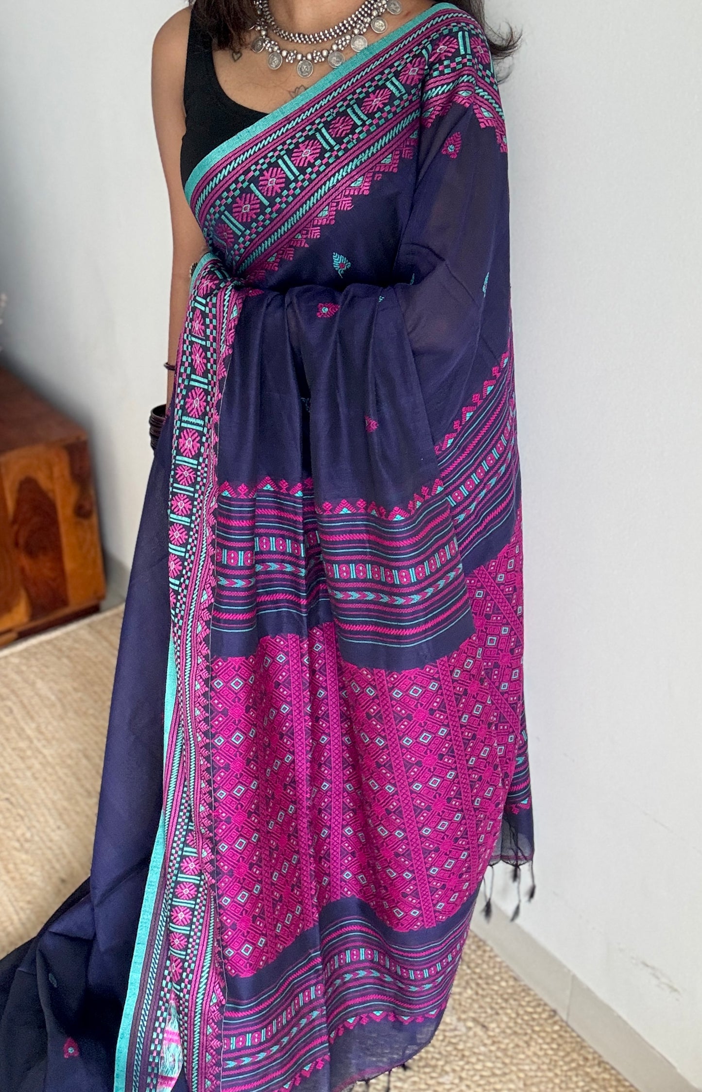 NeelPokh (নীলপখ) - Blue Butterfly, grace and color in motion, soft cotton - YCHOTEA03