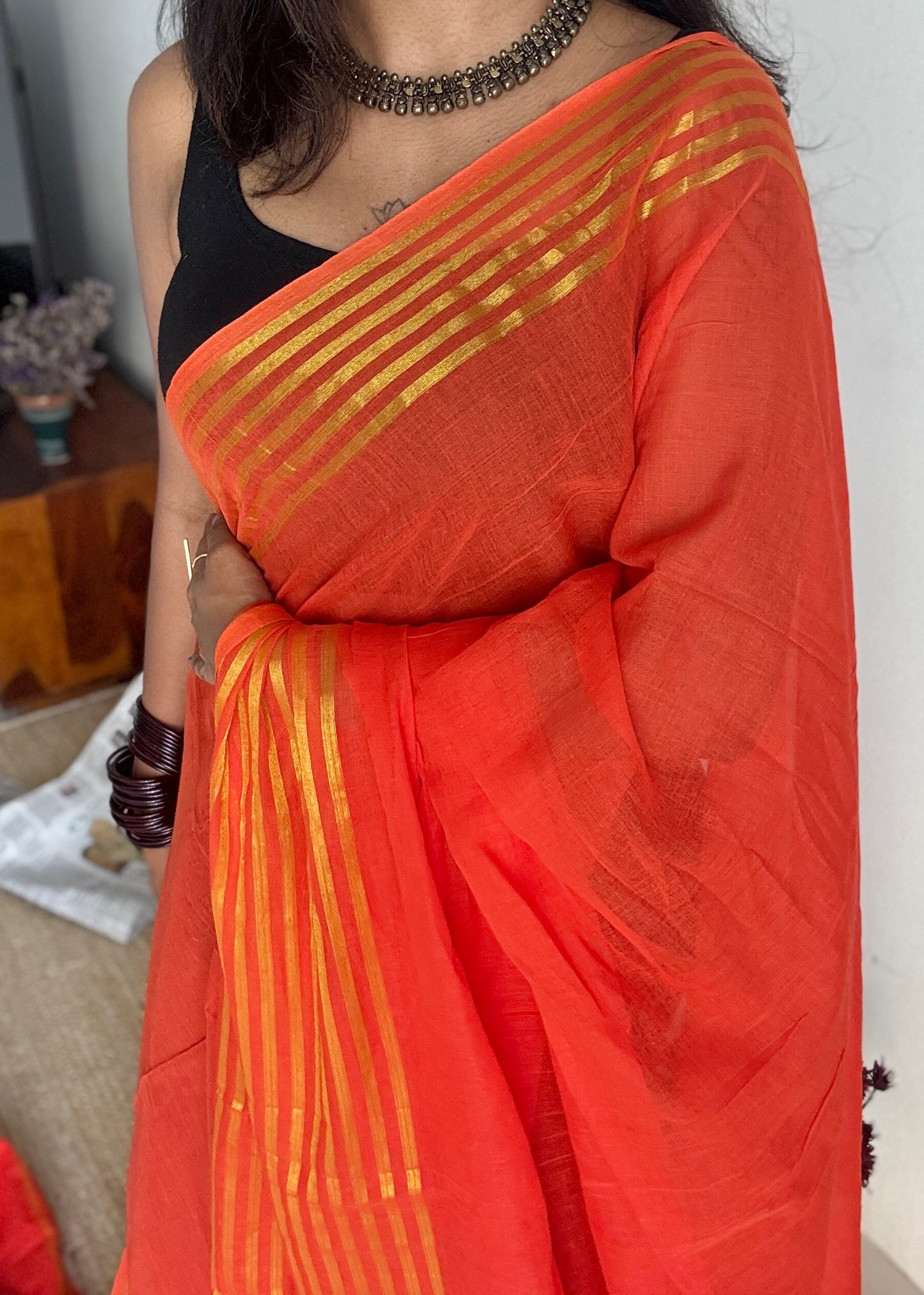 Flame Gold - Orange & gold stripes, mul cotton YCBCWSM08