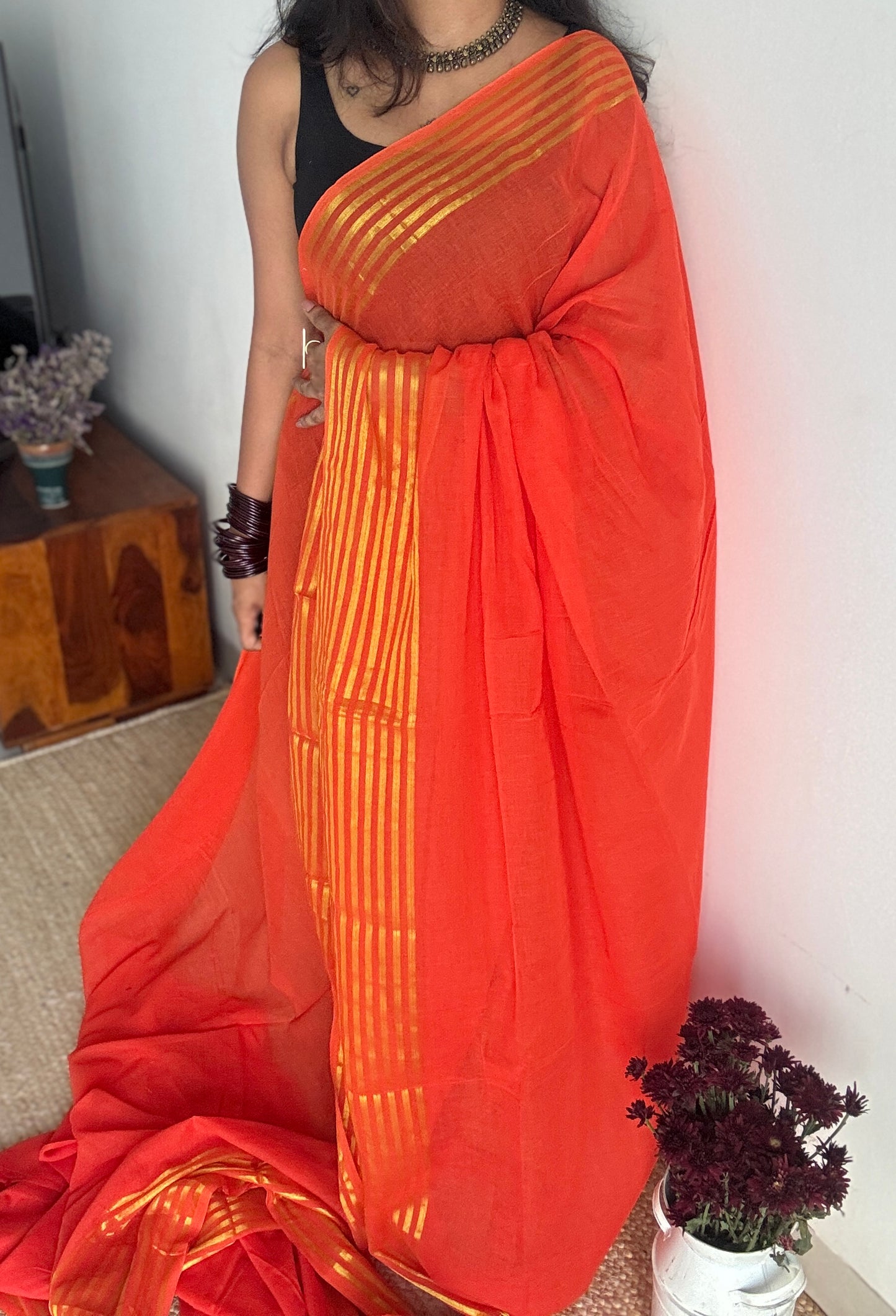 Flame Gold - Orange & gold stripes, mul cotton YCBCWSM08