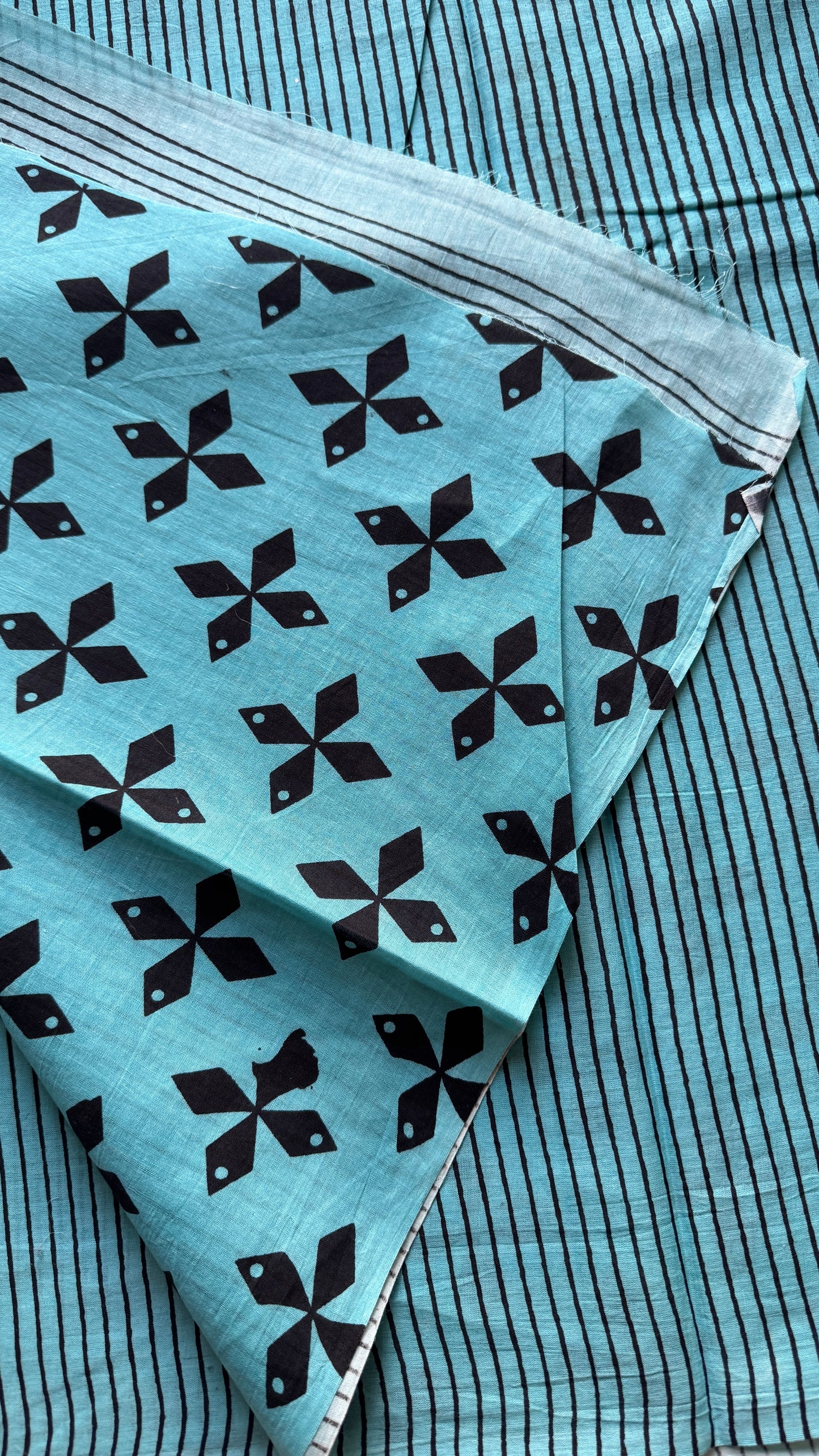 Blue Paisley Motifs - Bagru handblock print, Soft Cotton YCTORBBPC24