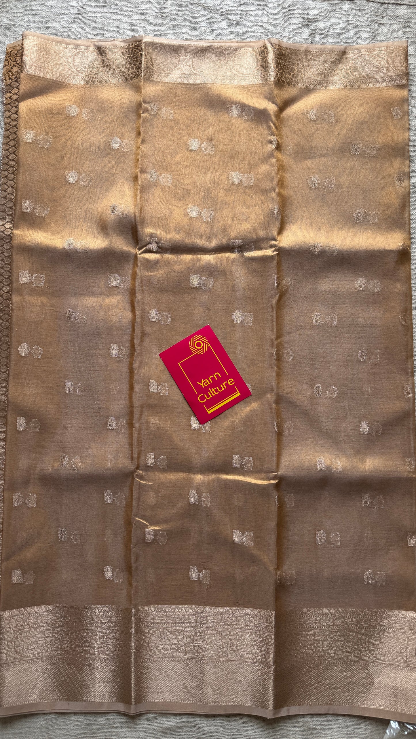 Brownish gold tissue Banarasi with gold butas
