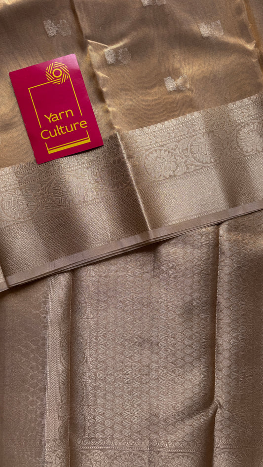 Brownish gold tissue Banarasi with gold butas