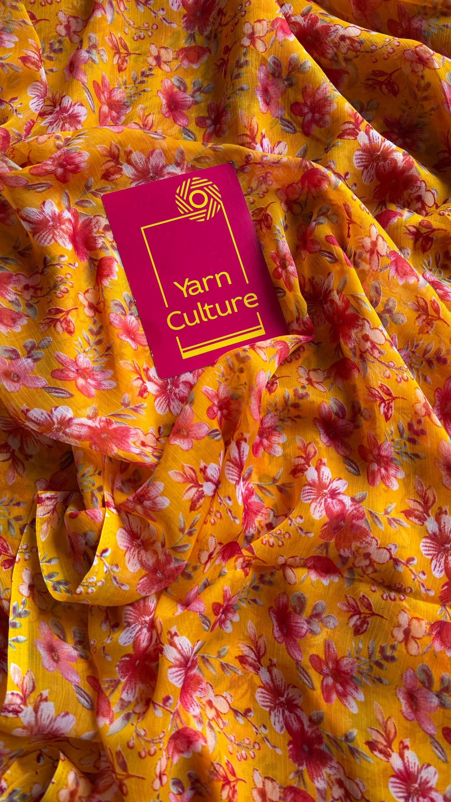 Yellow with red flowers, chiffon YCDOSFC01