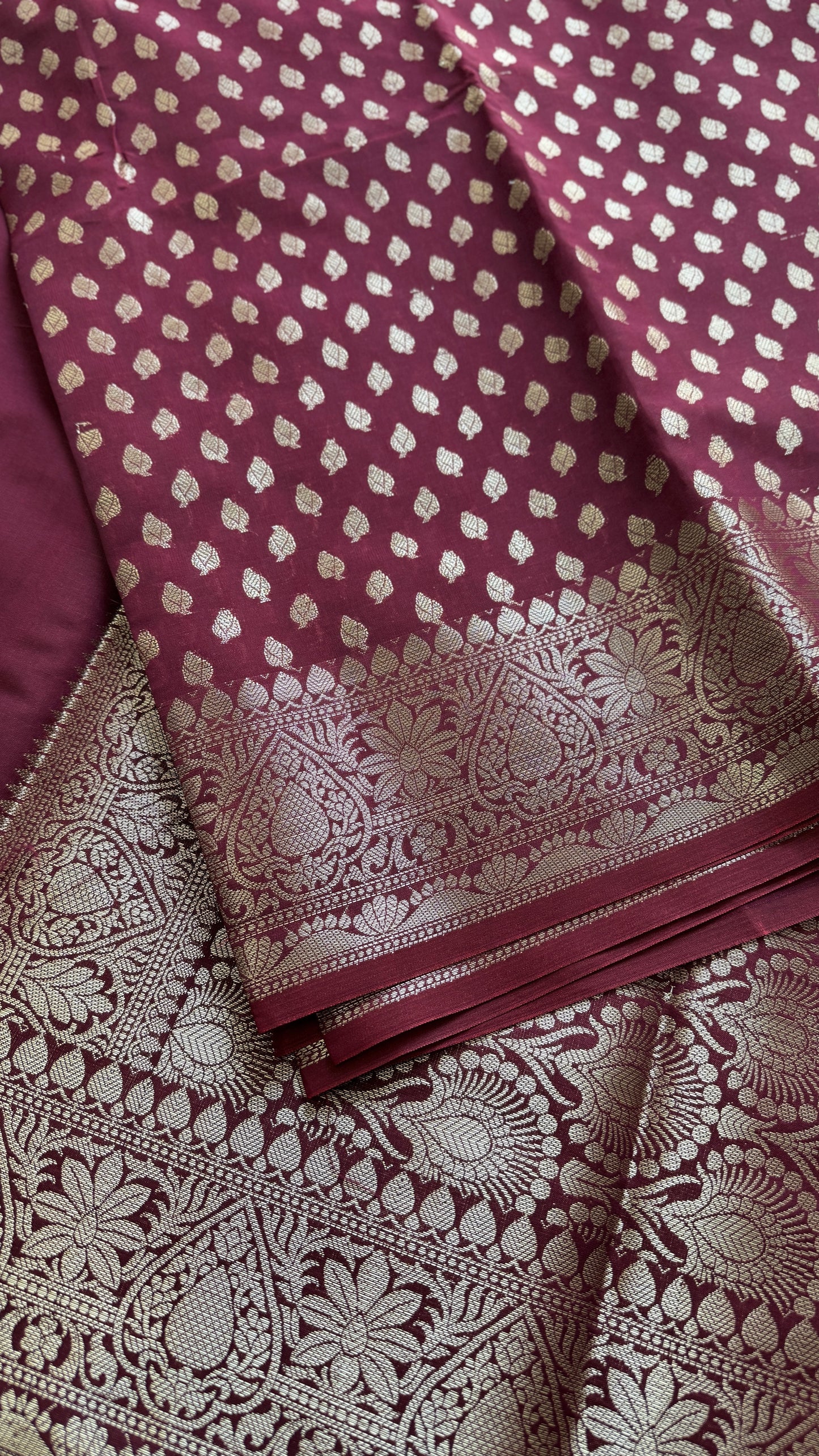 Maroon Wine - Banarasi Semi Katan Silk