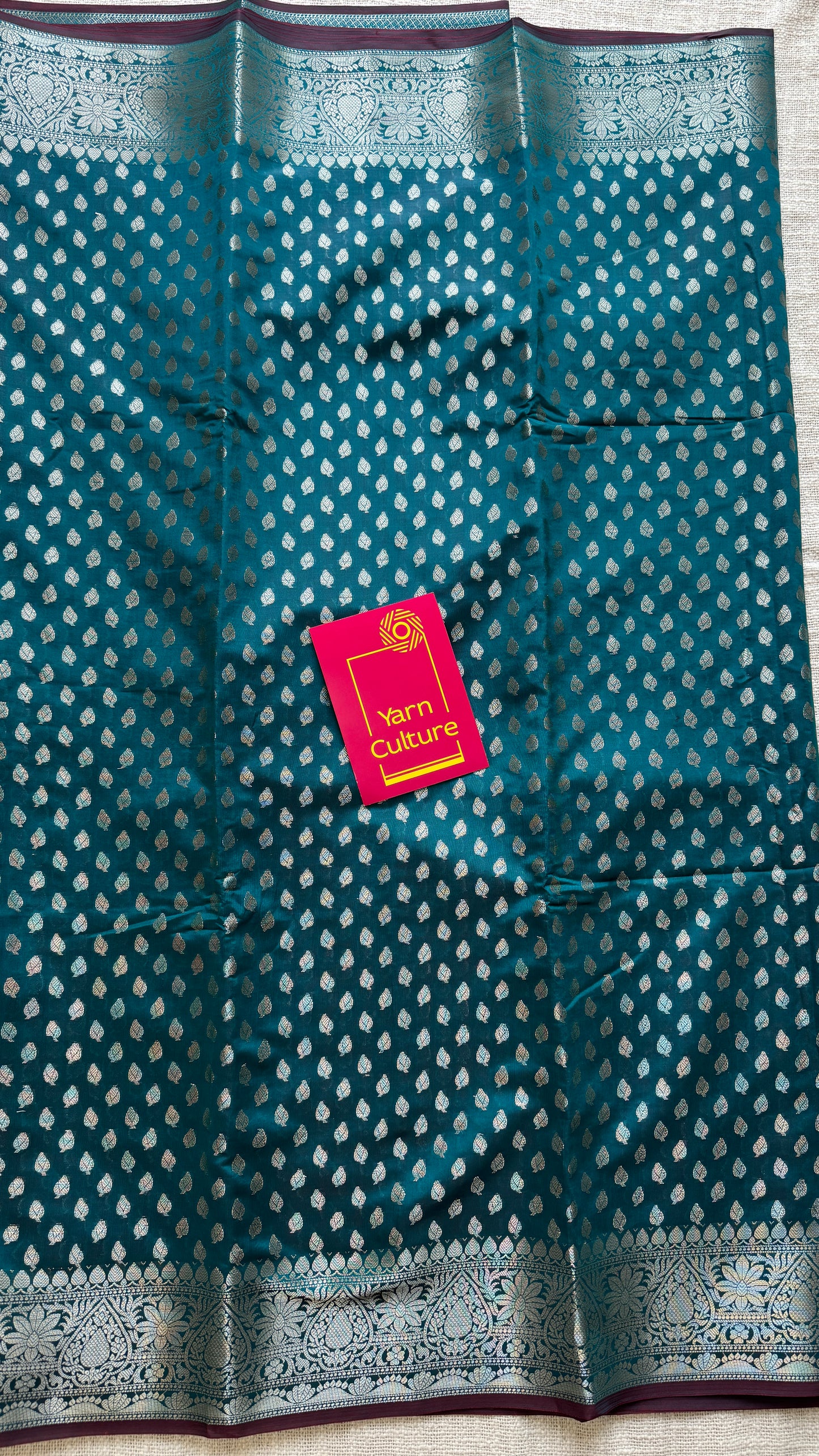 Teal Coffee Brown - Banarasi Semi Katan Silk - YCBLSK03