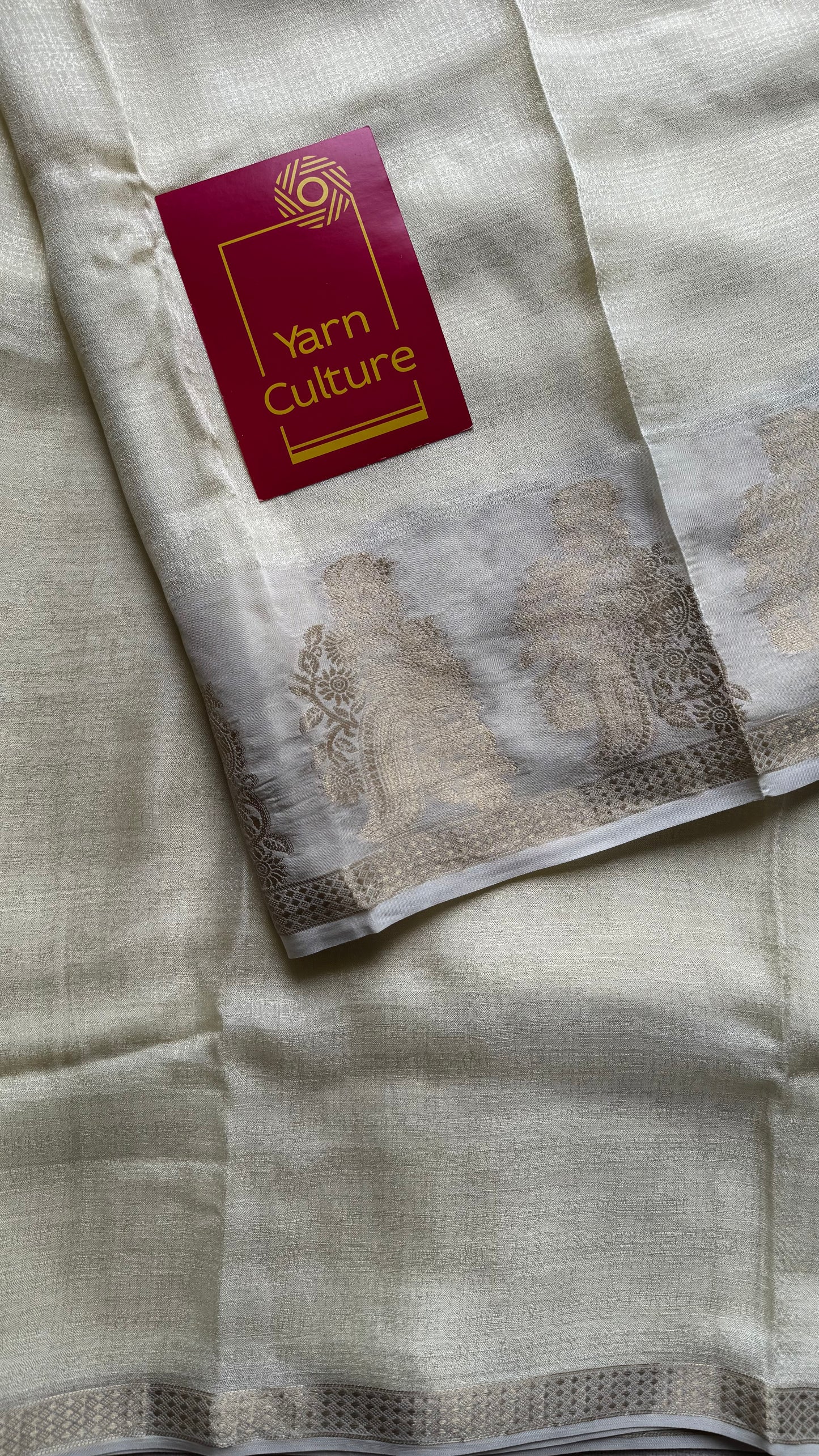 Cream & gold viscose khadi silk - with violet contrast blouse - YCON25DOS04