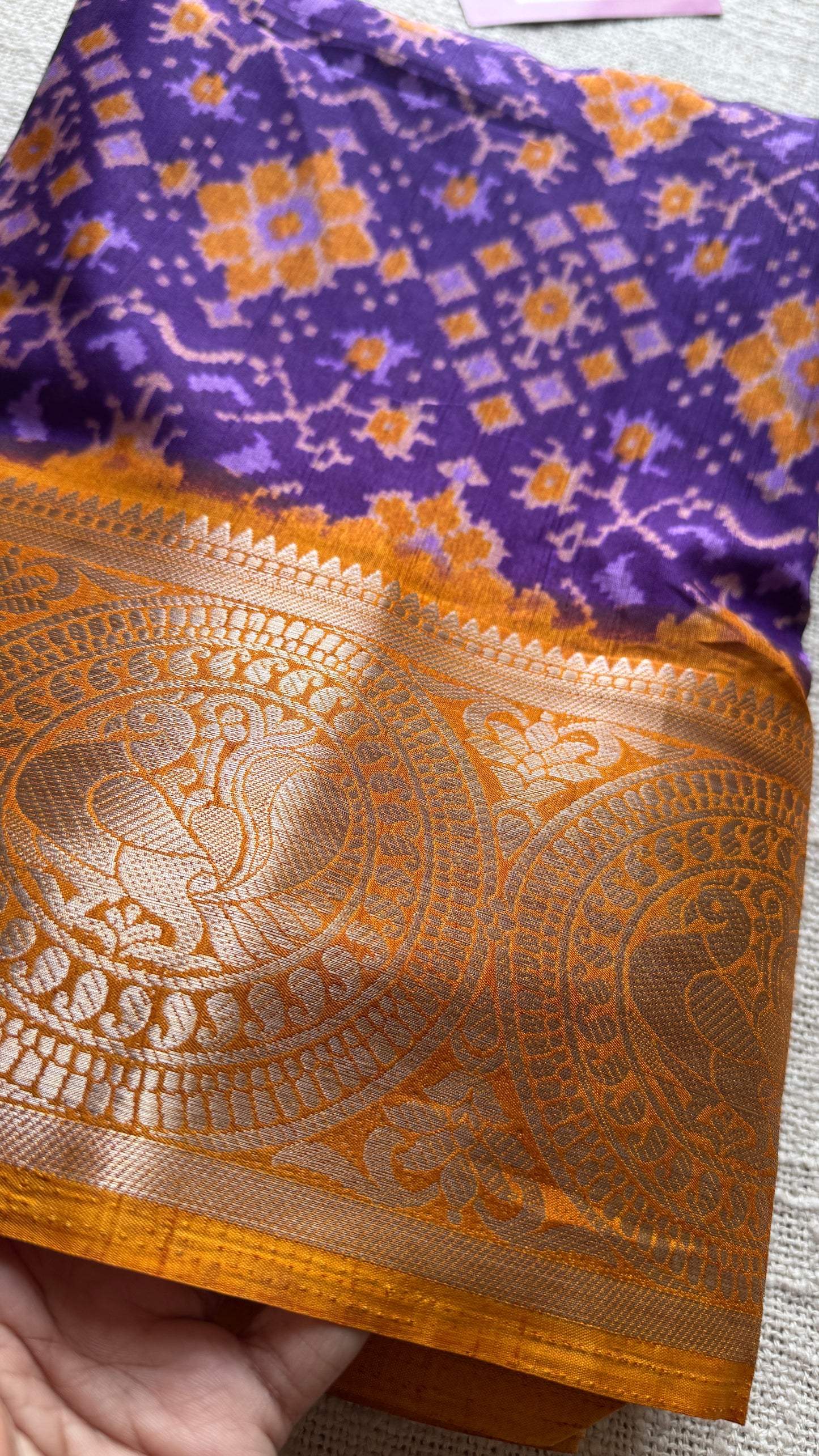 Purple orange dola semi silk with patola pattern YCWOTDDS03