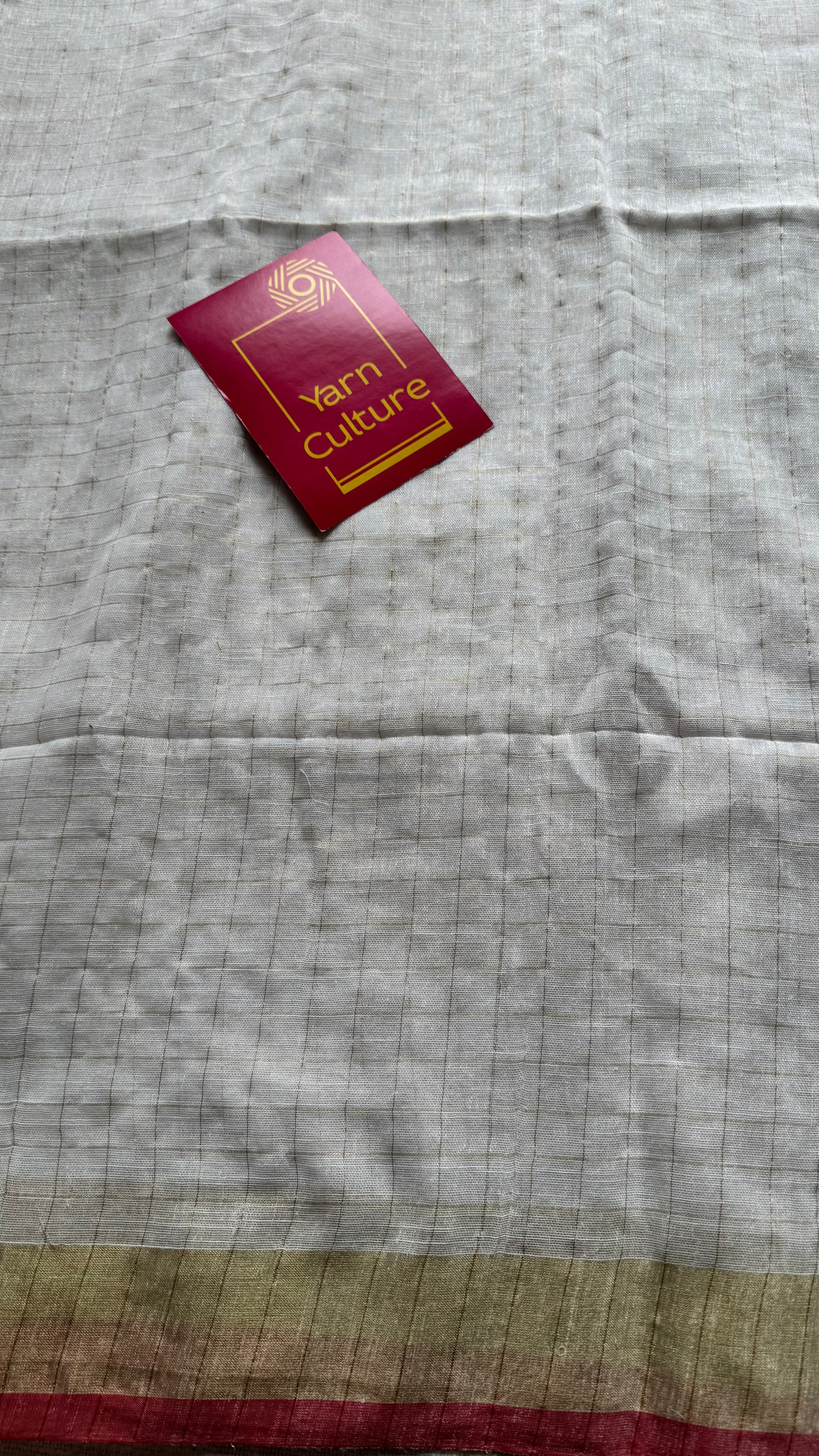 Ivory & gold checks in Linen - YCON25BCLN07