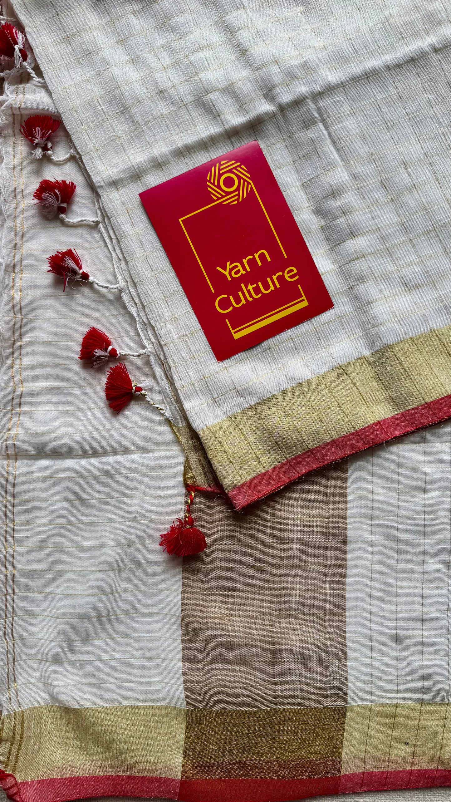 Ivory & gold checks in Linen - YCON25BCLN07
