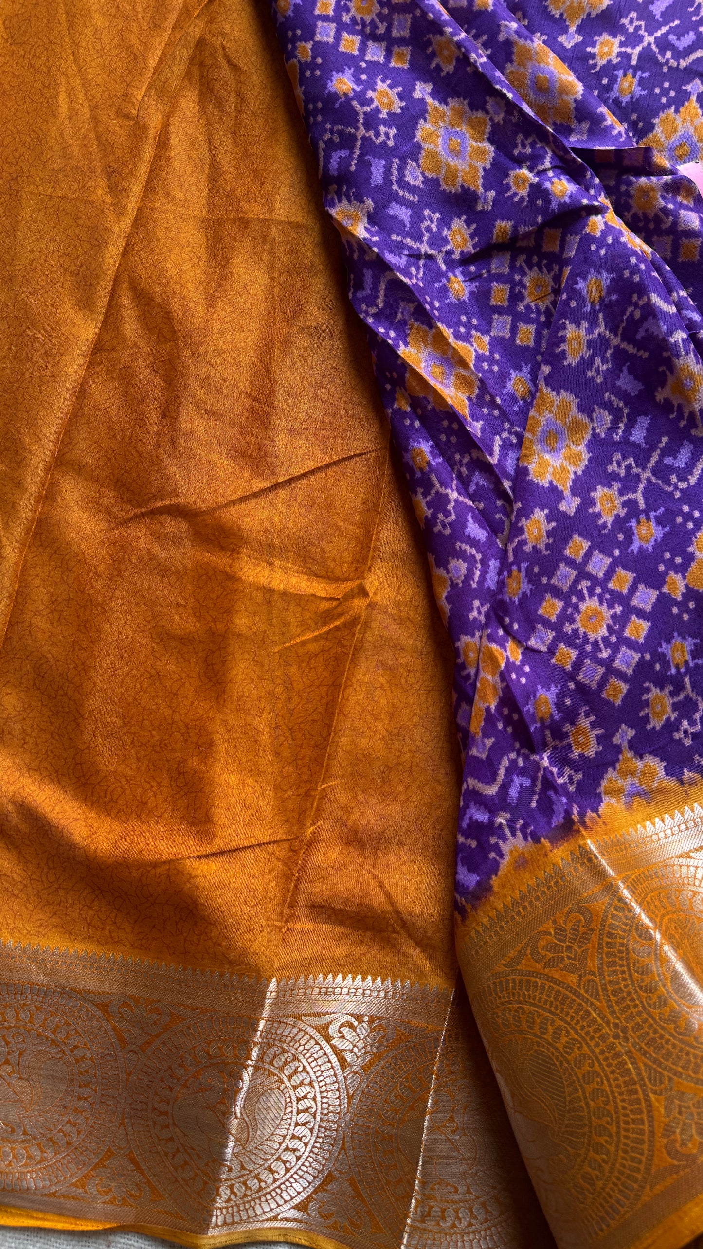 Purple orange dola semi silk with patola pattern YCWOTDDS03
