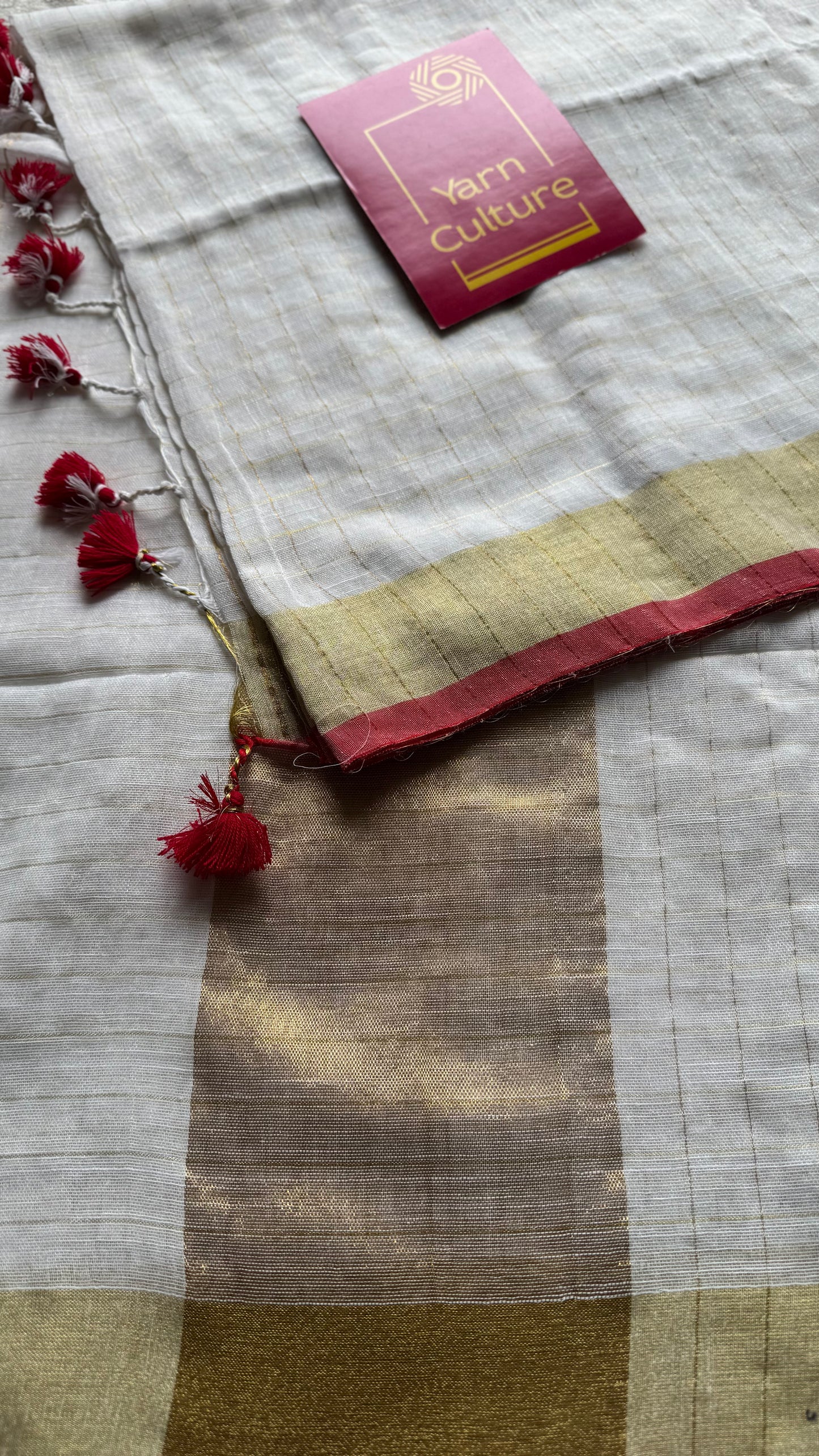 Ivory & gold checks in Linen - YCON25BCLN07