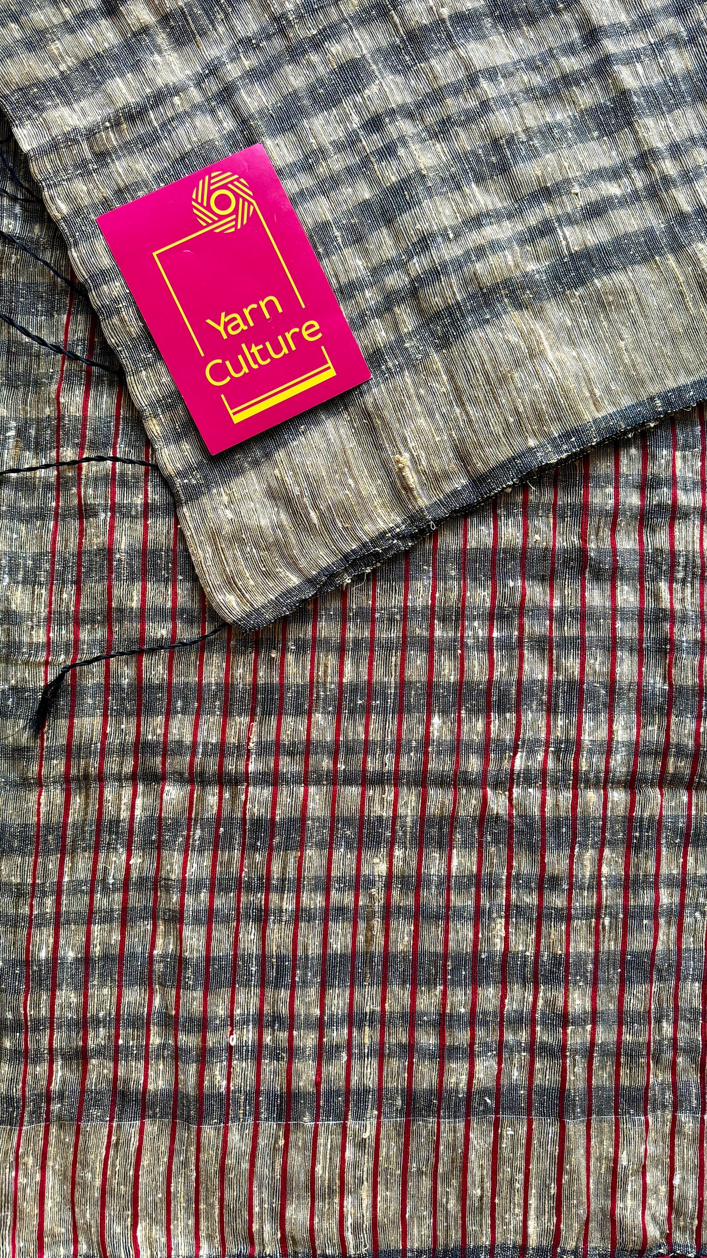 Grey, Red and Cream - Ketia (tussar cotton blend) YCBCKJ04
