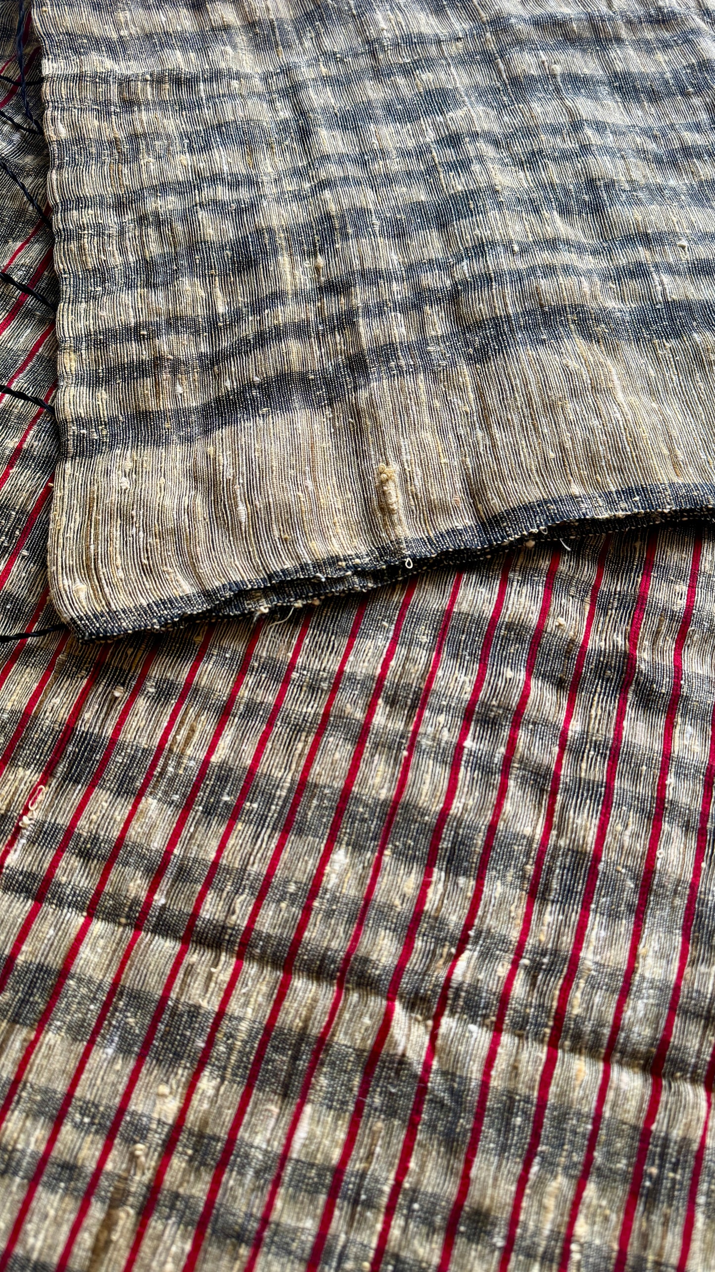 Grey, Red and Cream - Ketia (tussar cotton blend) YCBCKJ04